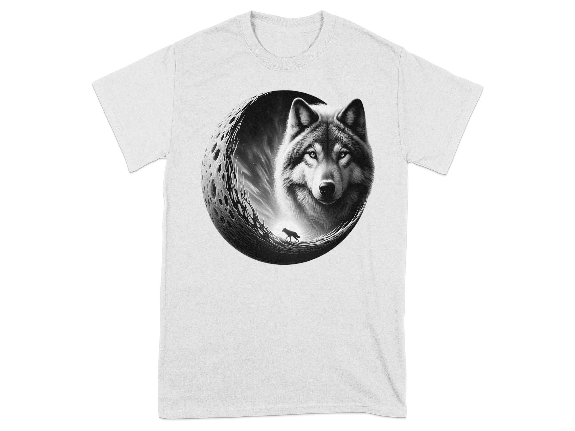 Moon Wolf - Coloured Gildan T-Shirt Realistic Animal Talisman Unisex Mythology Tee Graphic Design