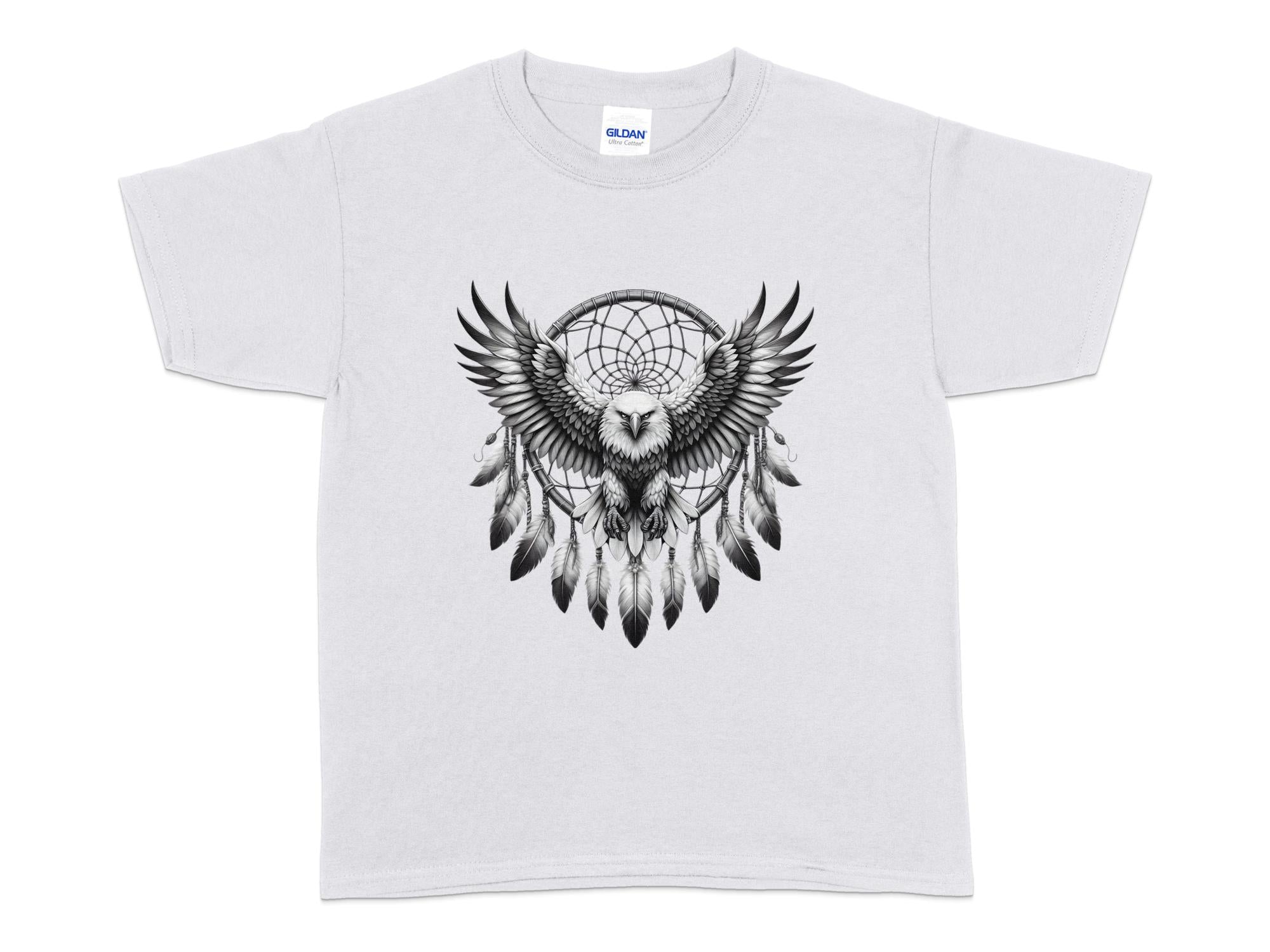 Dreamcatcher Eagle - Coloured Gildan Kids T-Shirt Realistic Native American Talisman Unisex Mythology Tee Graphic Design