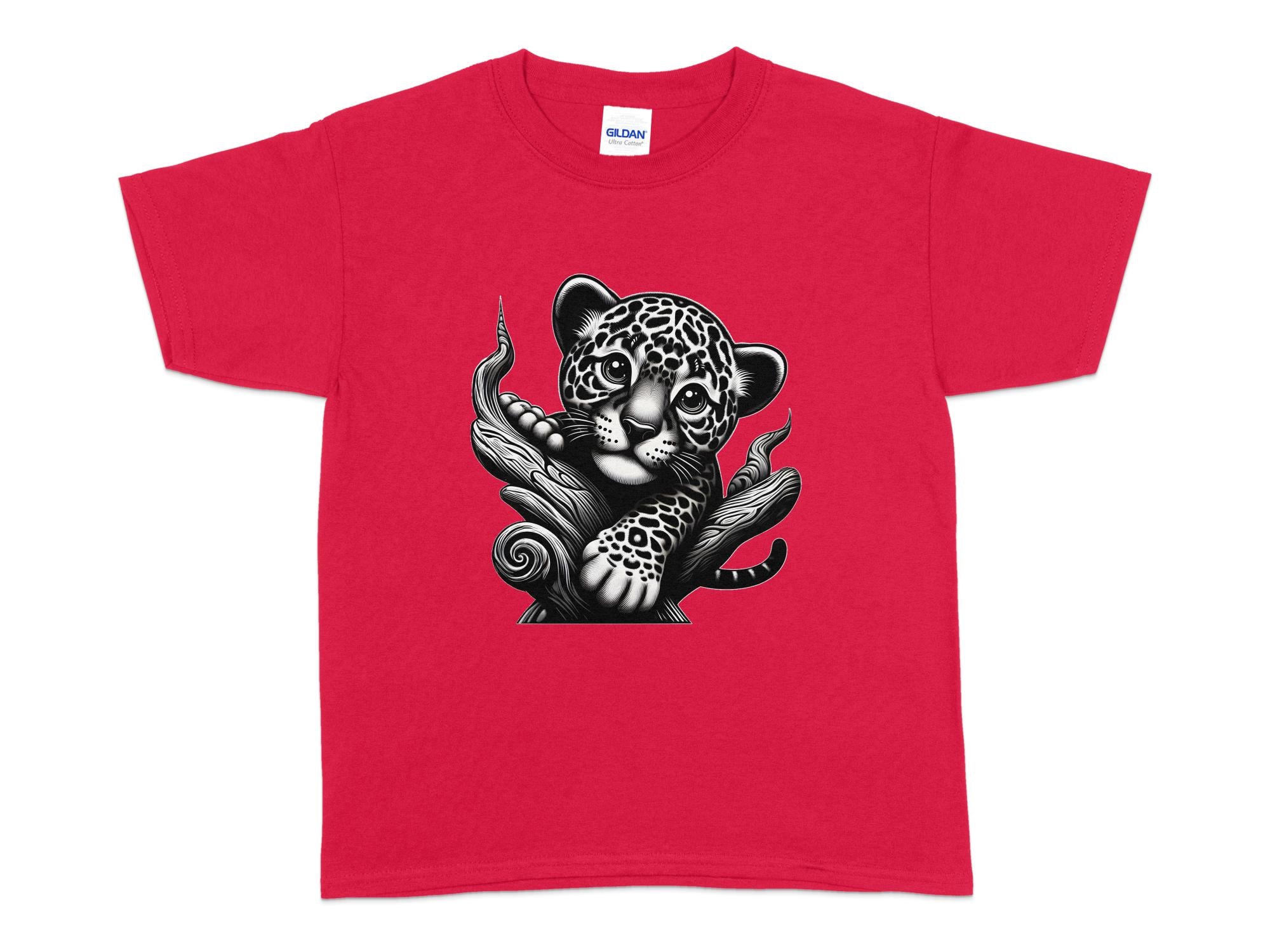 Leopard Bonsai - Coloured Gildan Kids T-Shirt Realistic Animal Talisman Unisex Cute Tee Graphic Design