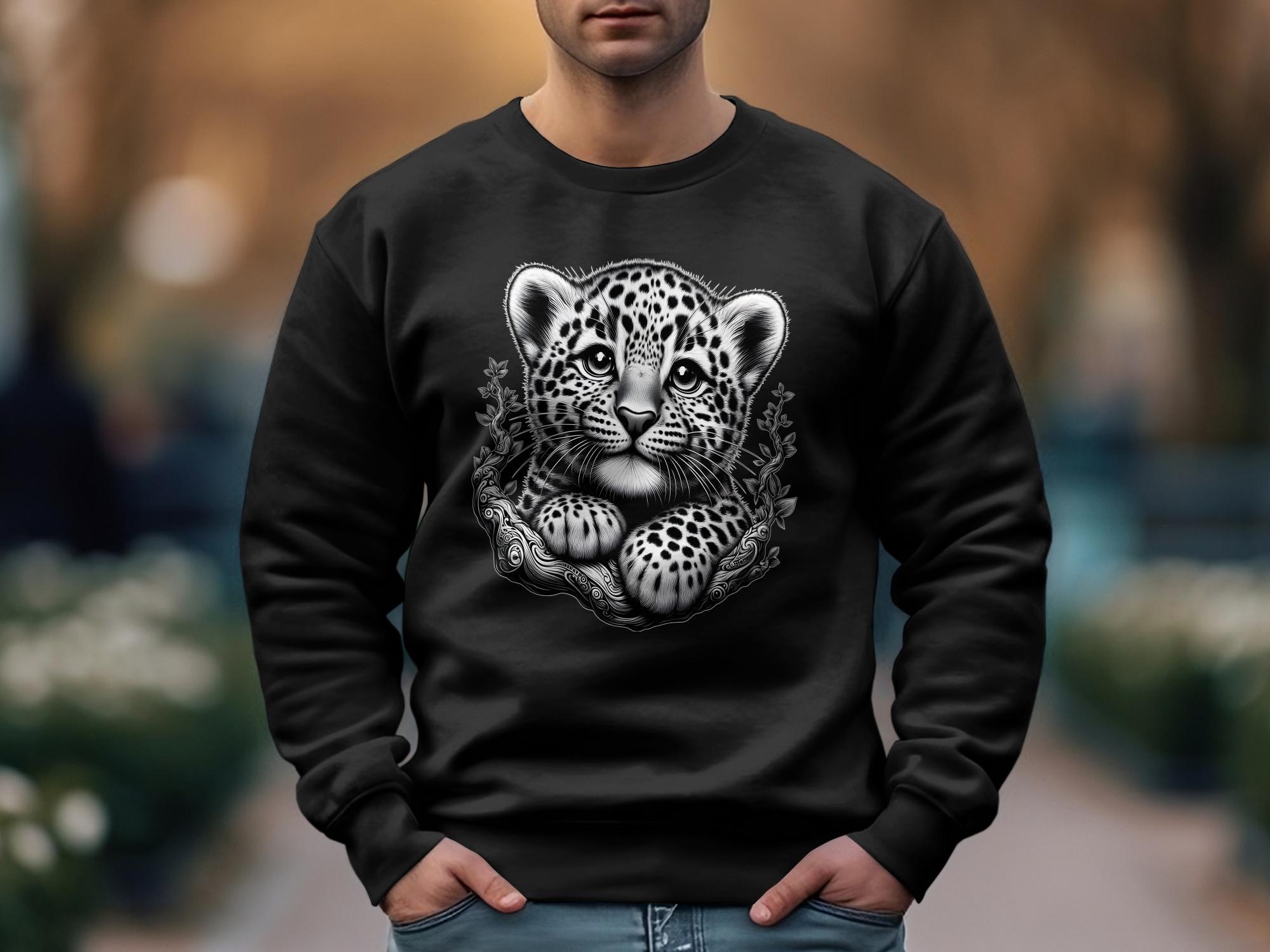 Leopard Bonsai - Coloured Gildan Sweatshirt Realistic Animal Talisman Unisex Cute Tee Graphic Design