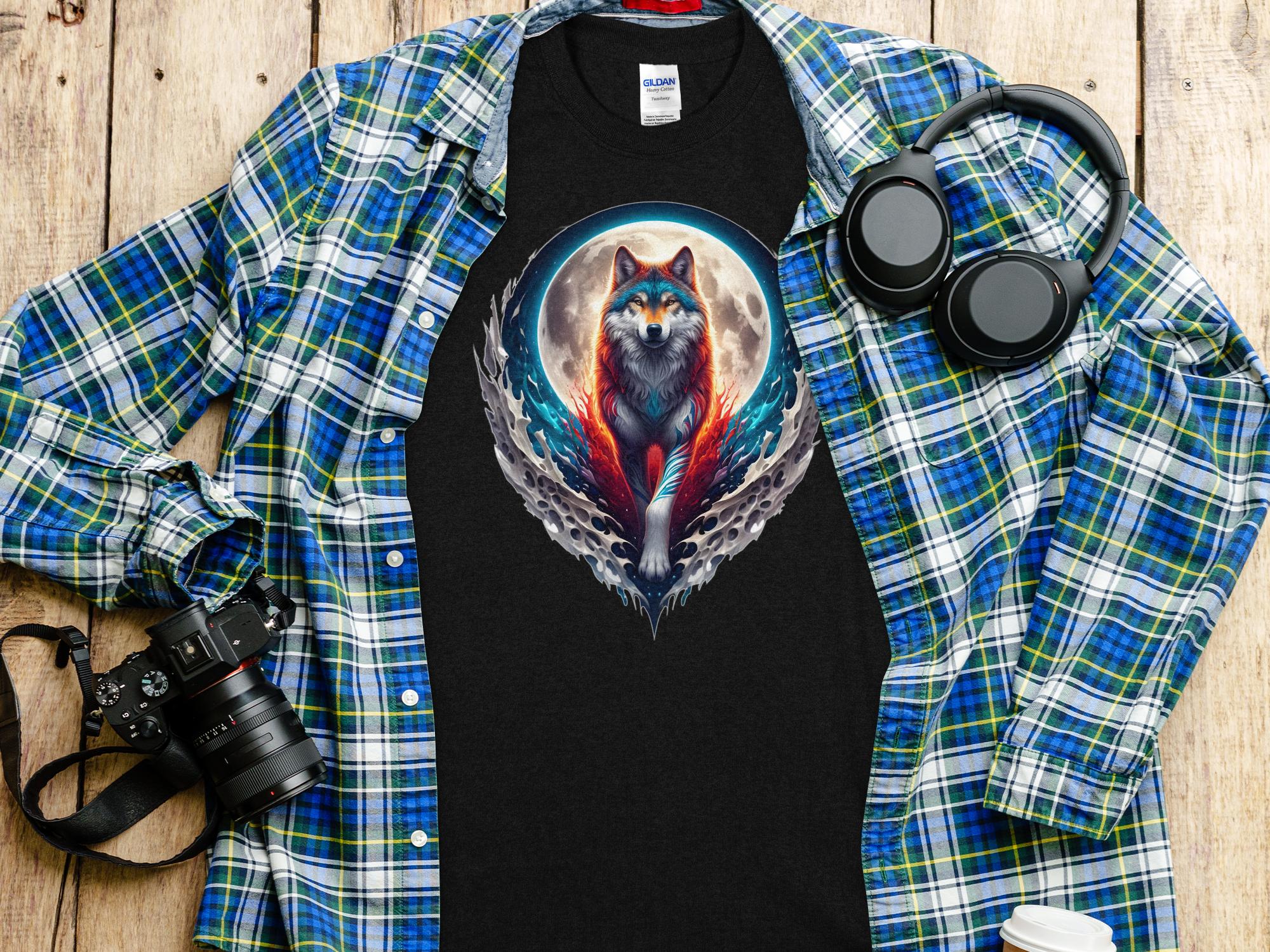 Moon Wolf - T-Shirt Realistic Full Colour Animal Talisman Unisex Mythology Tee Gildan Graphic Design