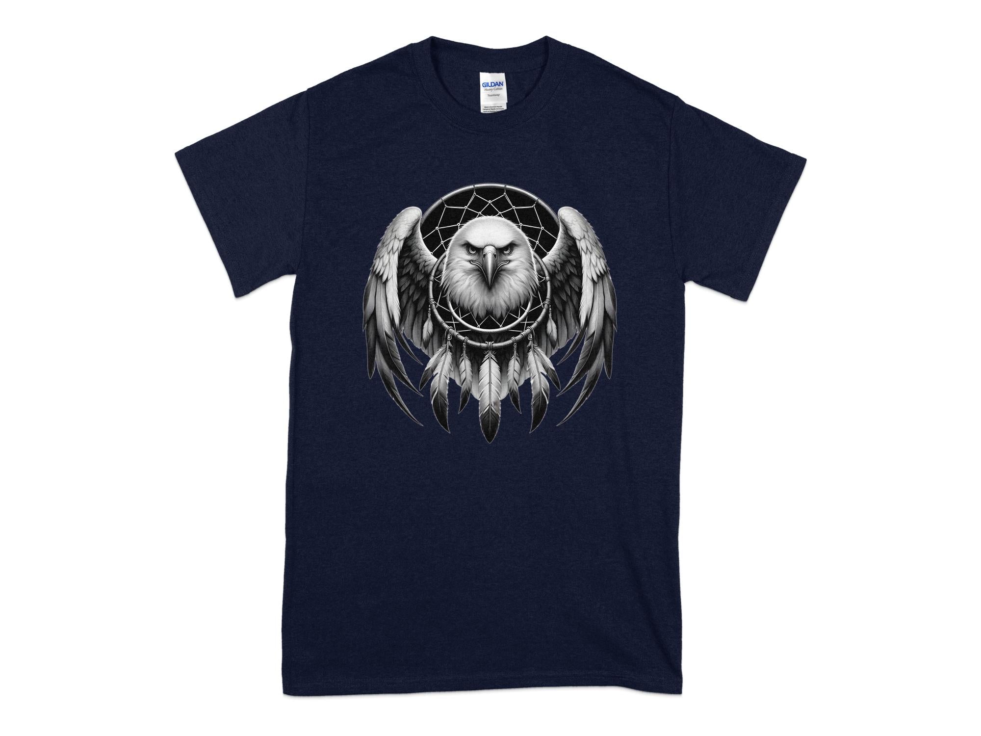 Dreamcatcher Eagle - Coloured Gildan T-Shirt Realistic Native American Talisman Unisex Mythology Tee Graphic Design