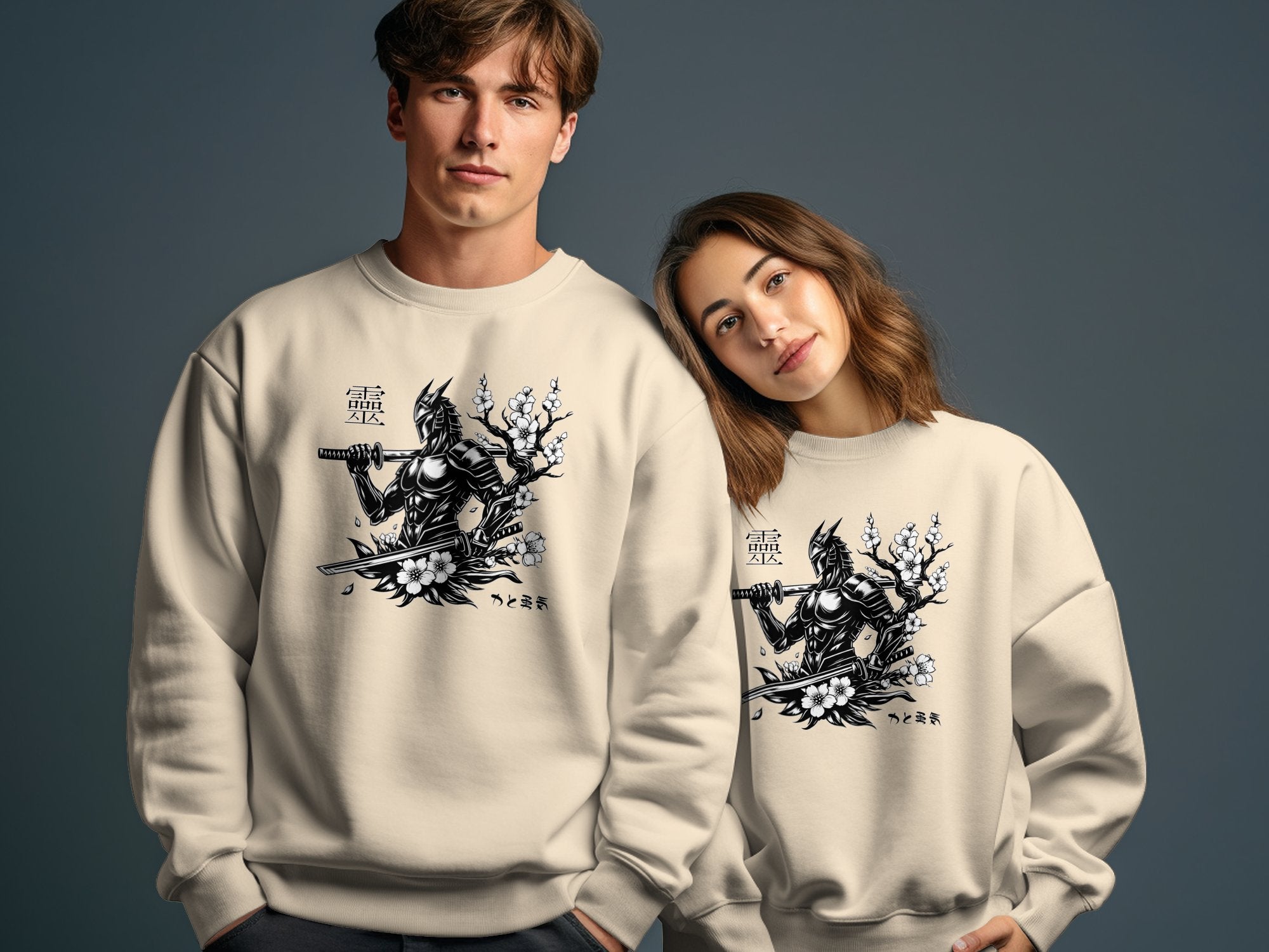 Samurai Ninja - Coloured Gildan Sweatshirt Japanese Talisman Unisex Cultural Symbolic Graphic Design