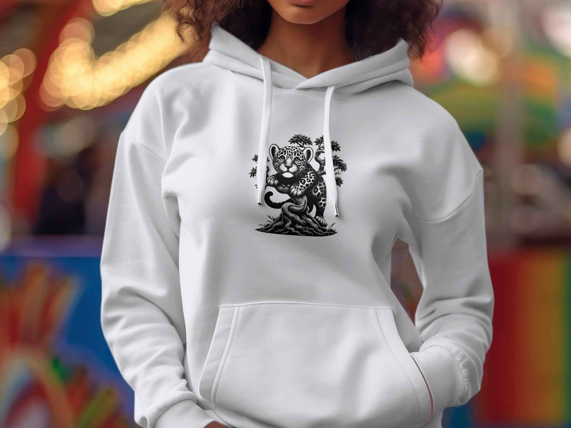 Leopard Bonsai - Coloured Gildan Hoodie Realistic Animal Talisman Unisex Cute Tee Graphic Design