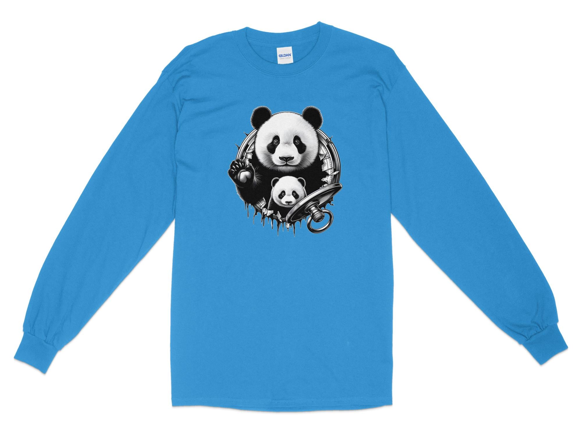 Panda - Coloured Gildan Long Sleeve Realistic Animal Talisman Unisex Cute Tee Graphic Design