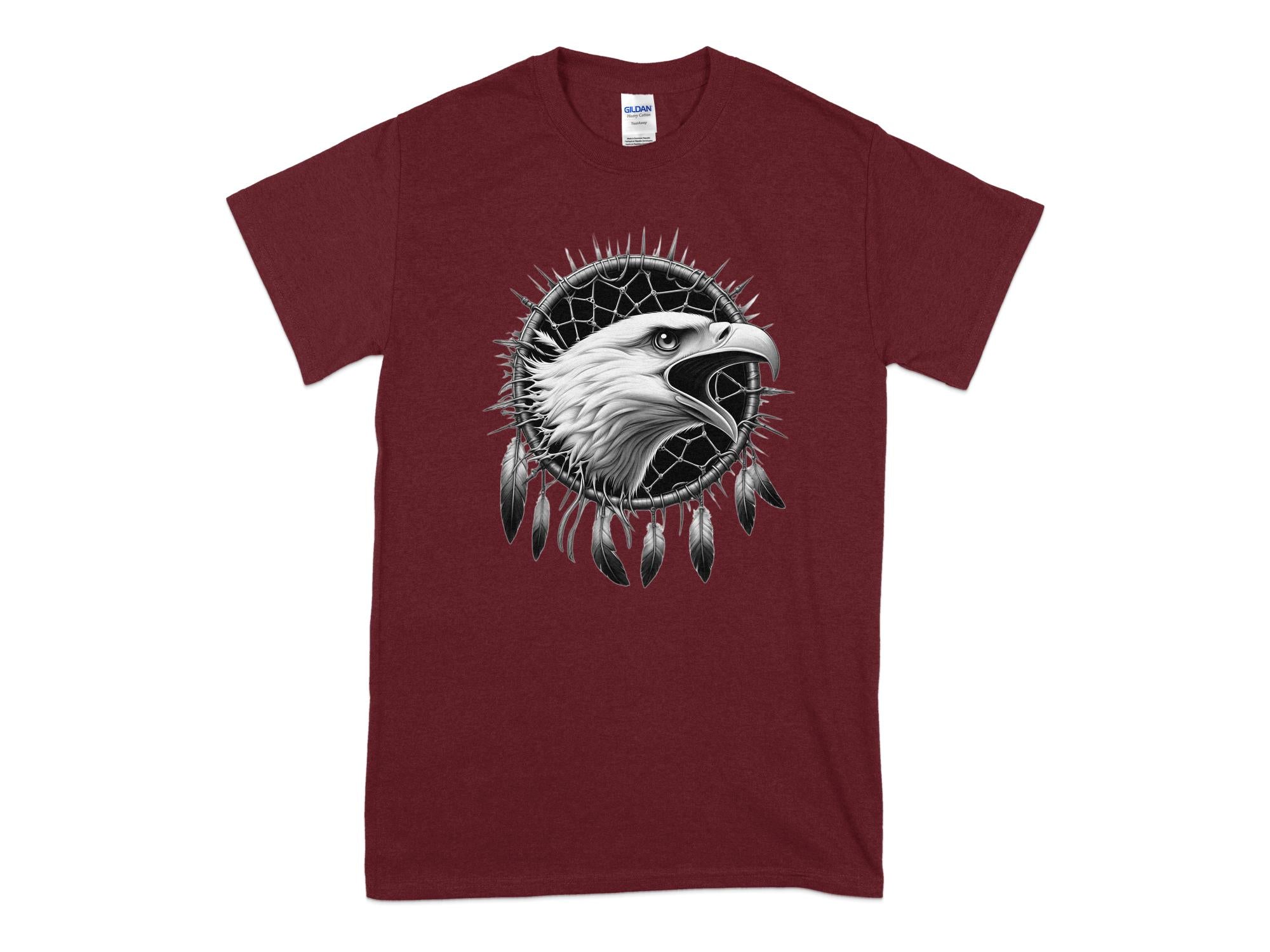 Dreamcatcher Eagle - Coloured Gildan T-Shirt Realistic Native American Talisman Unisex Mythology Tee Graphic Design