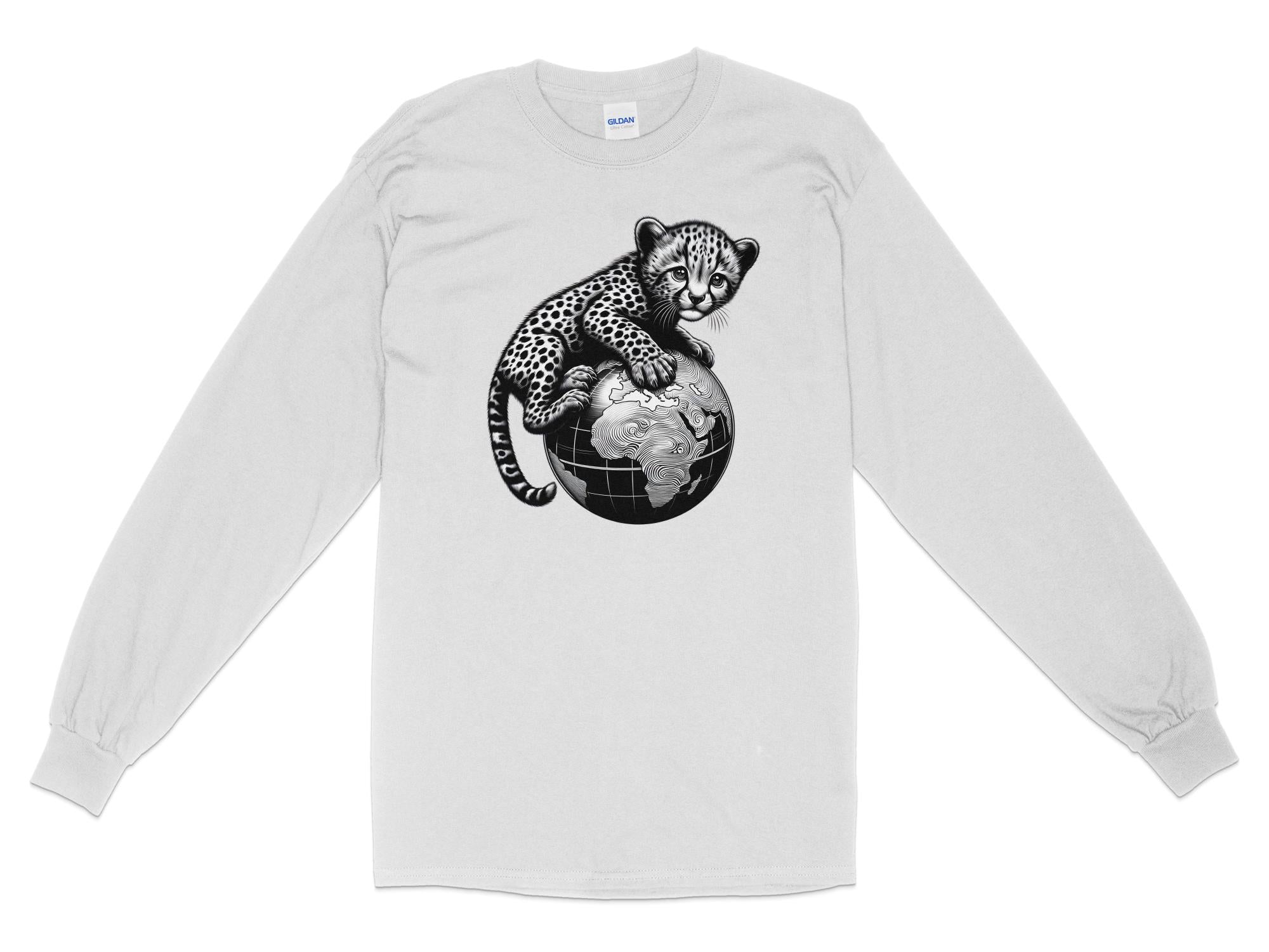 Cheetah World - Coloured Gildan Long Sleeve Realistic Animal Talisman Unisex Cute Tee Graphic Design