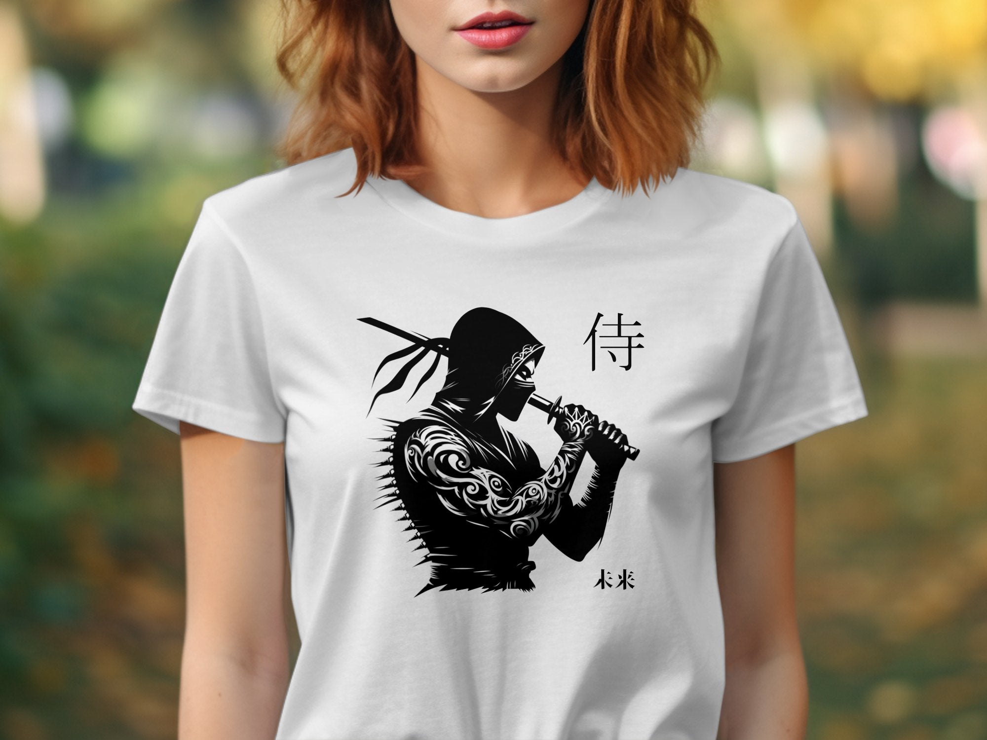 Samurai Ninja - Coloured Gildan T-Shirt Japanese Talisman Unisex Cultural Symbolic Graphic Design