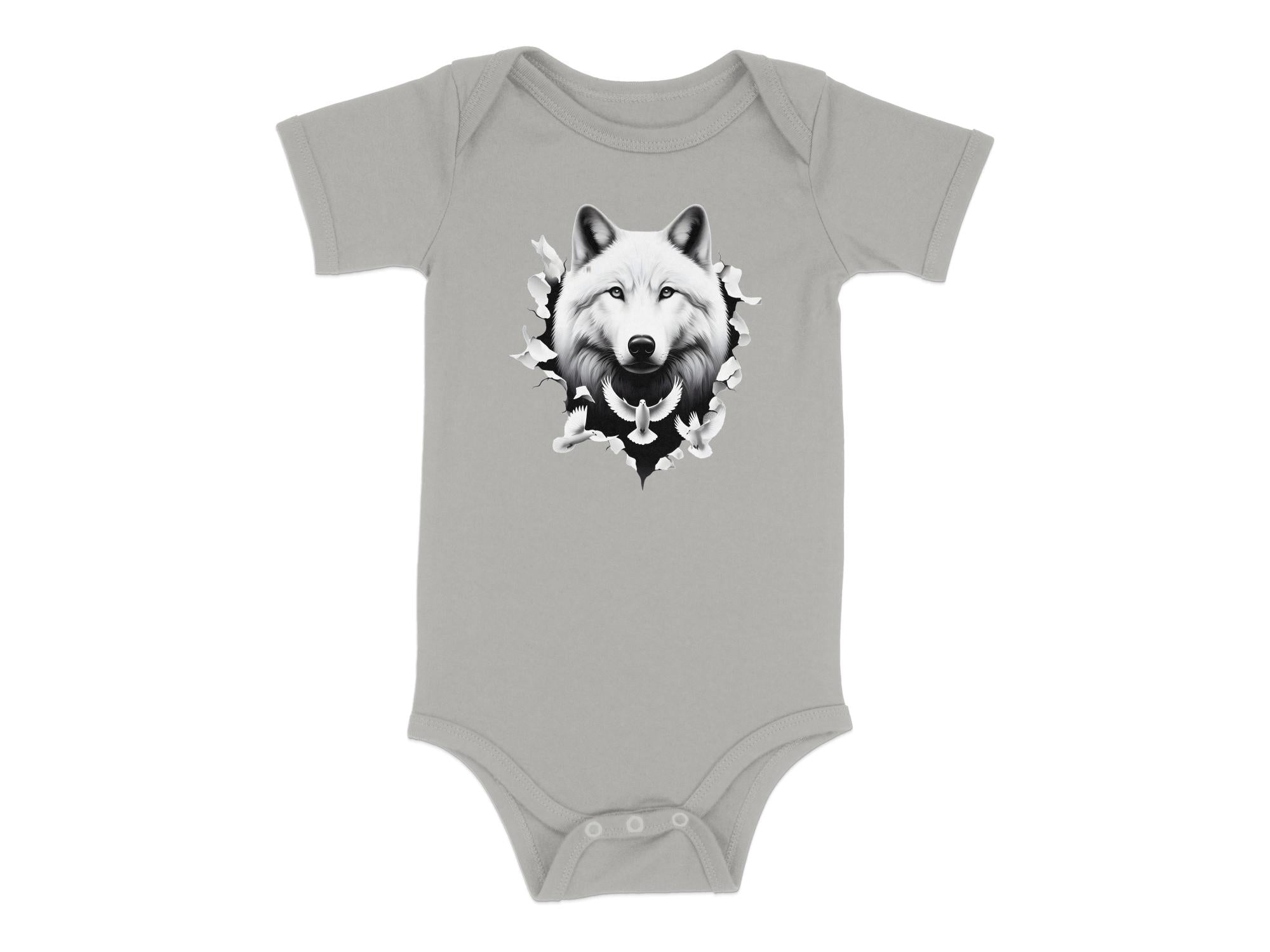 Wolf x Doves - Coloured Toddler Bodysuit Realistic Animal Talisman Unisex Tee Graphic Design