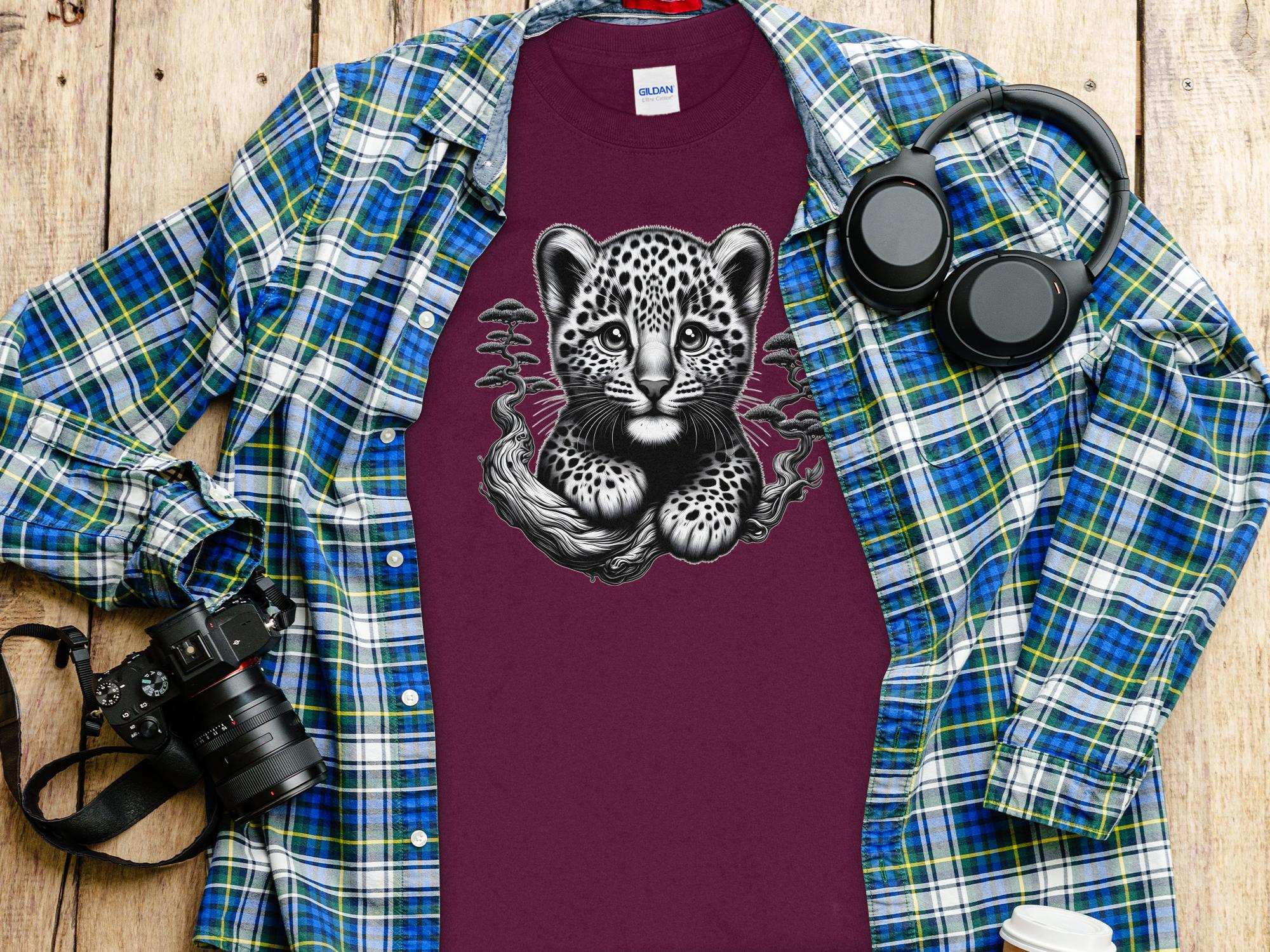 Leopard Bonsai - Coloured Gildan Long Sleeve Realistic Animal Talisman Unisex Cute Tee Graphic Design