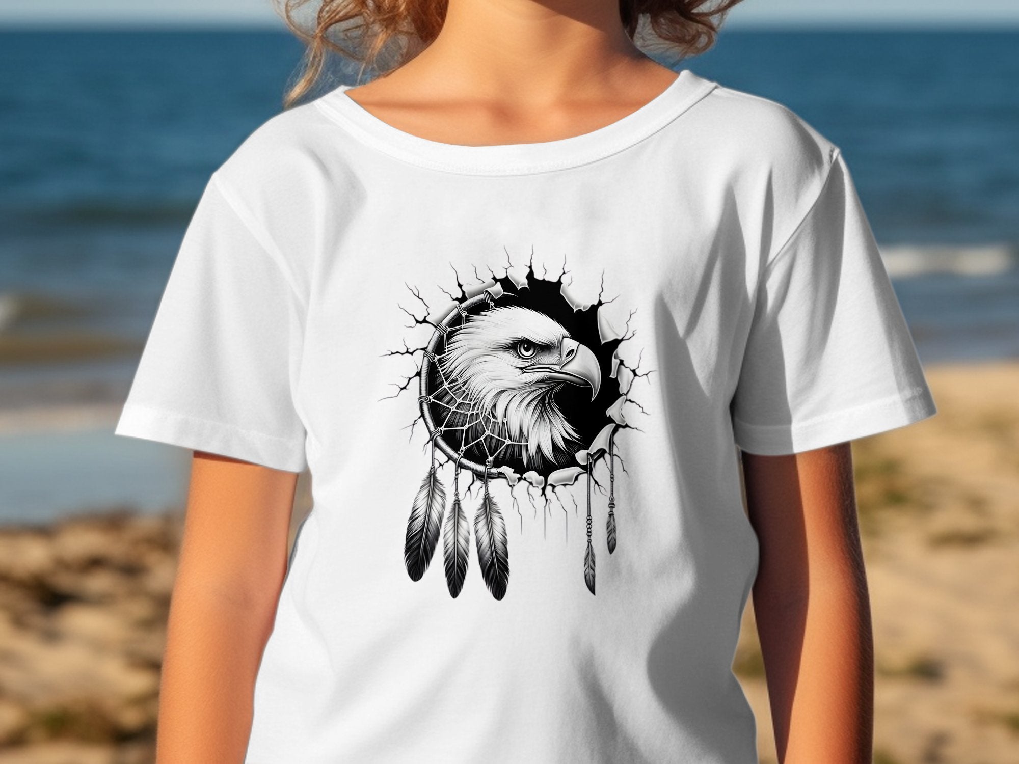 Dreamcatcher Eagle - Coloured Gildan Kids T-Shirt Realistic Native American Talisman Unisex Mythology Tee Graphic Design