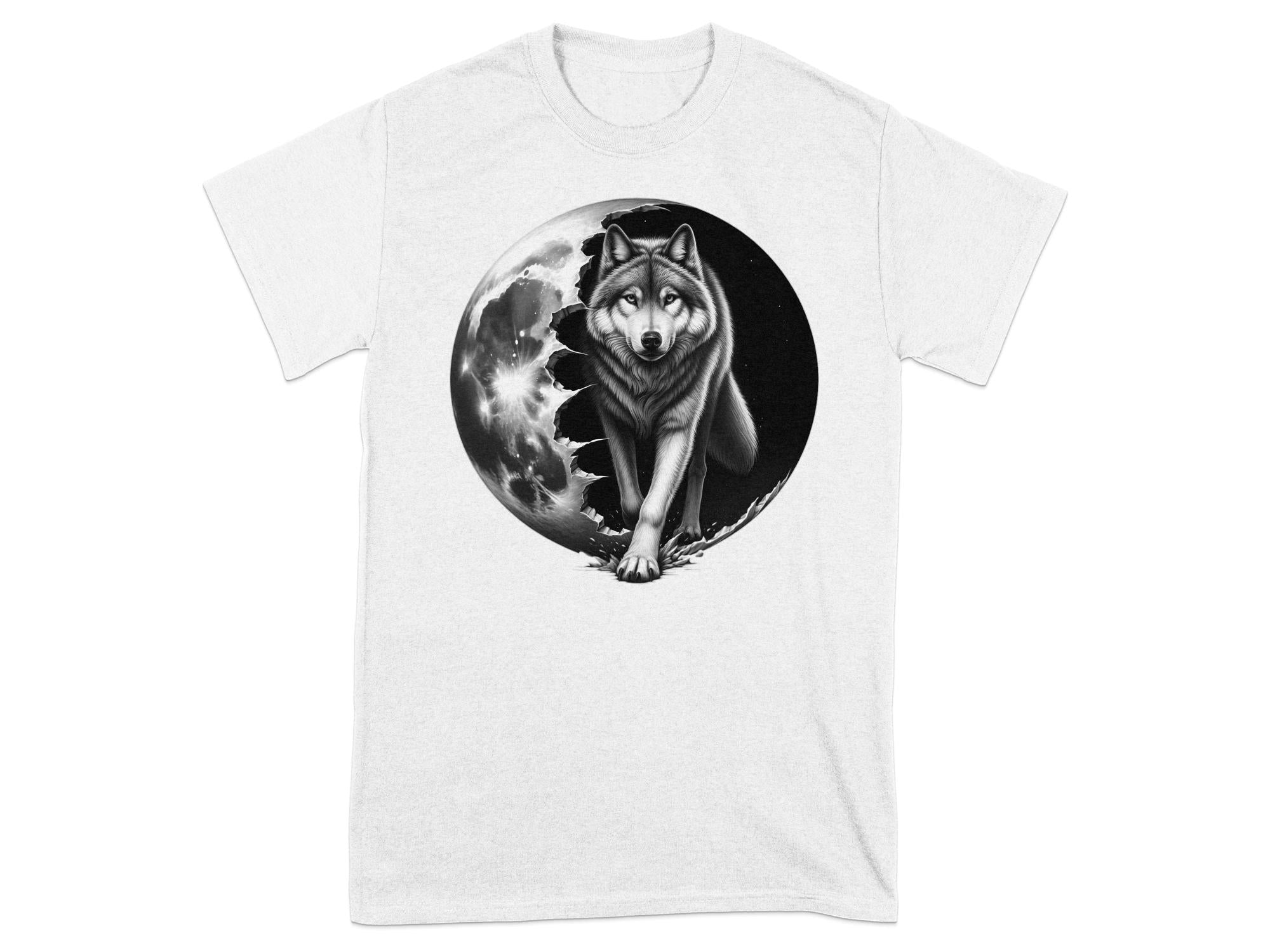 Moon Wolf - Coloured Gildan T-Shirt Realistic Animal Talisman Unisex Mythology Tee Graphic Design