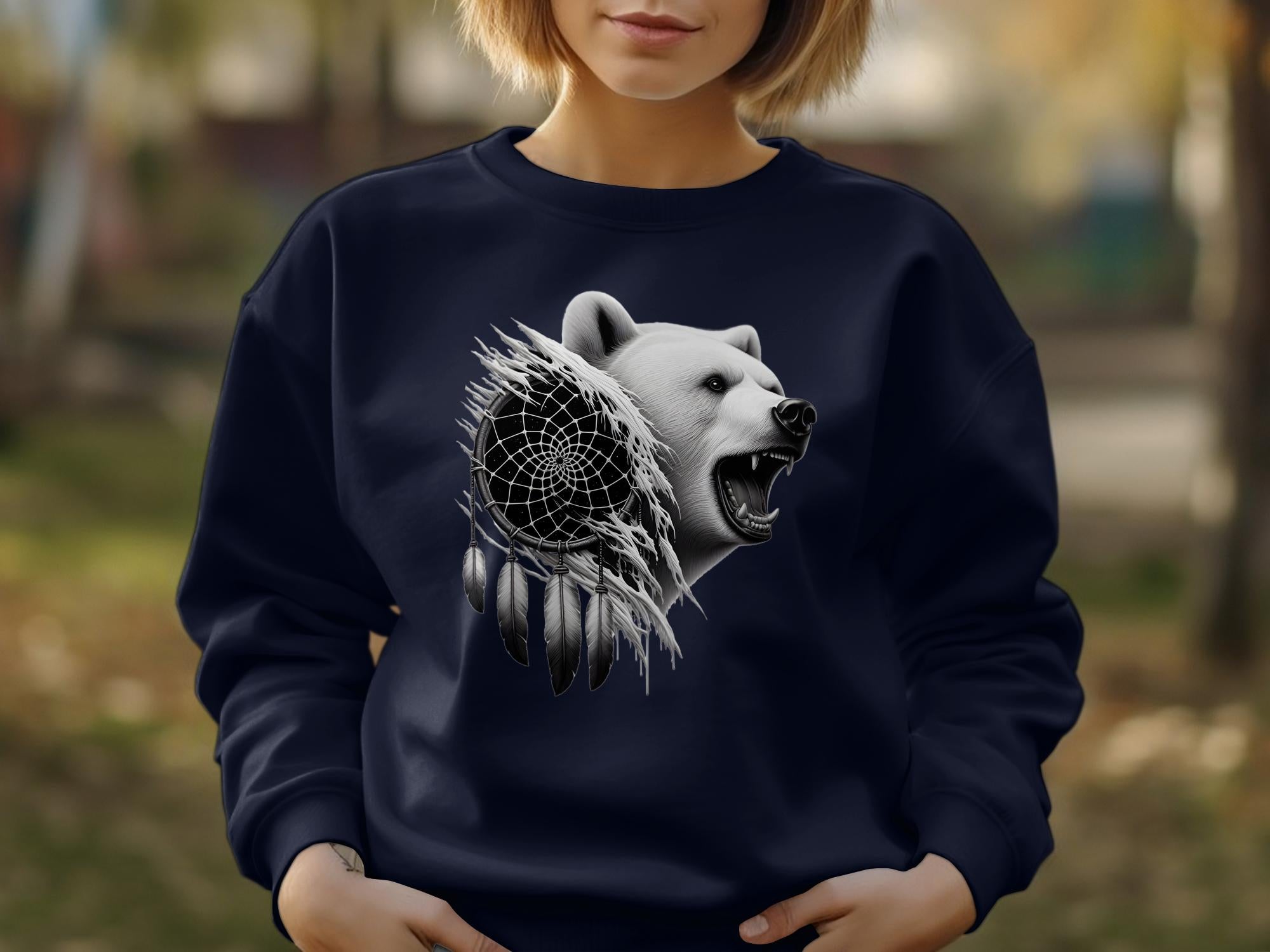 Dreamcatcher Bear - Coloured Gildan Sweatshirt Realistic Native American Talisman Unisex Mythology Tee Graphic Design