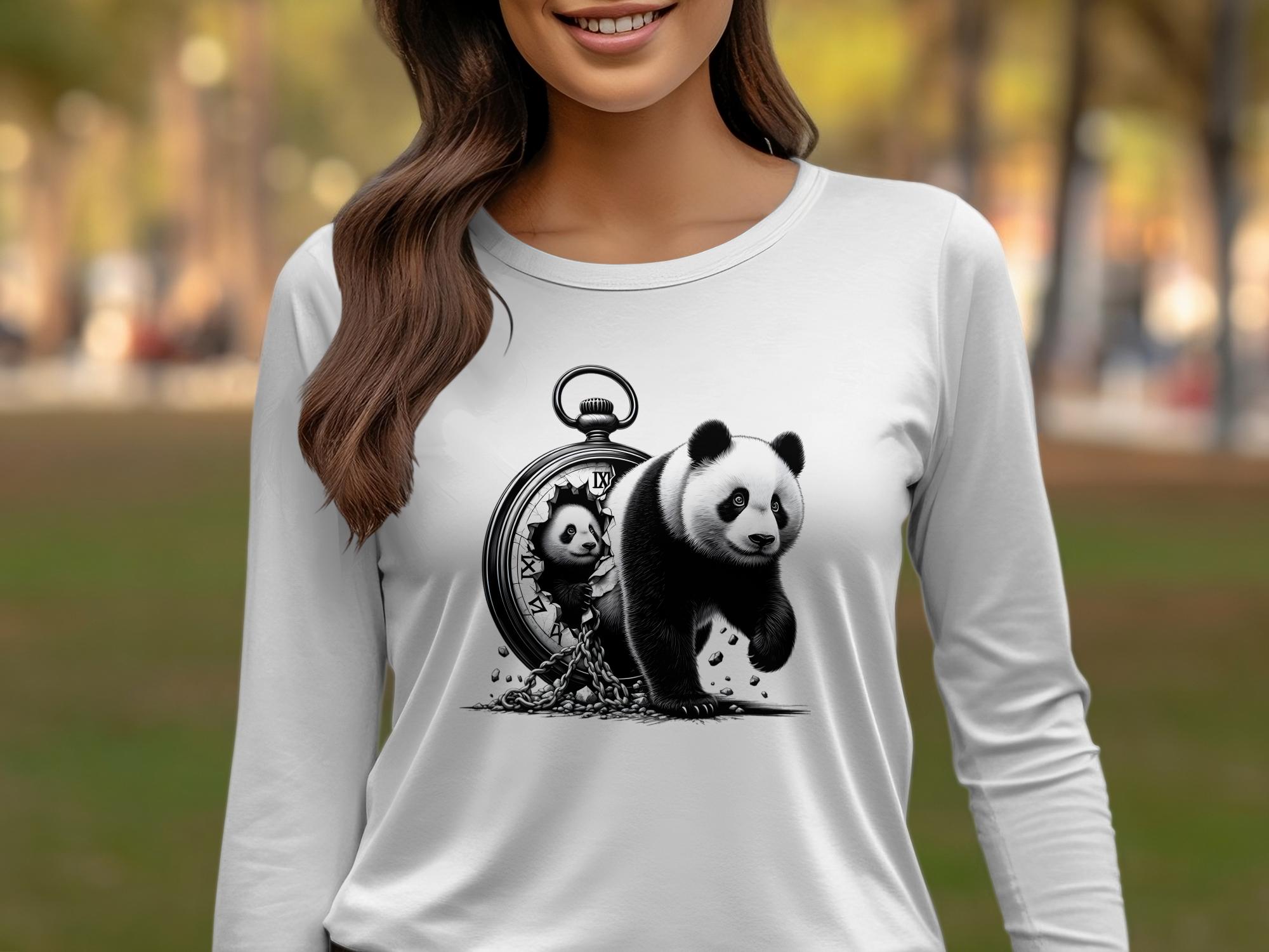 Panda - Coloured Gildan Long Sleeve Realistic Animal Talisman Unisex Cute Tee Graphic Design