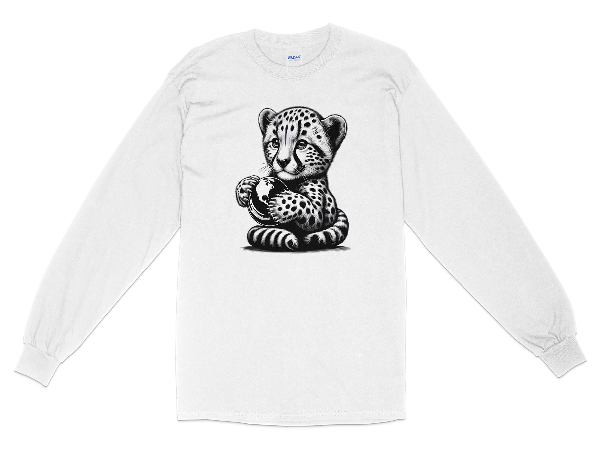 Cheetah World - Coloured Gildan Long Sleeve Realistic Animal Talisman Unisex Cute Tee Graphic Design