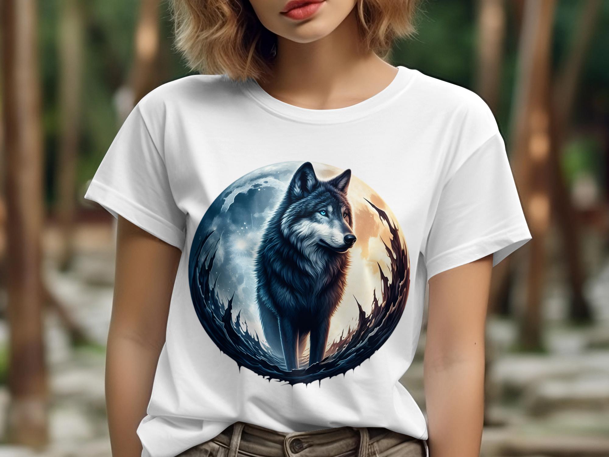 Moon Wolf - T-Shirt Realistic Full Colour Animal Talisman Unisex Mythology Tee Gildan Graphic Design