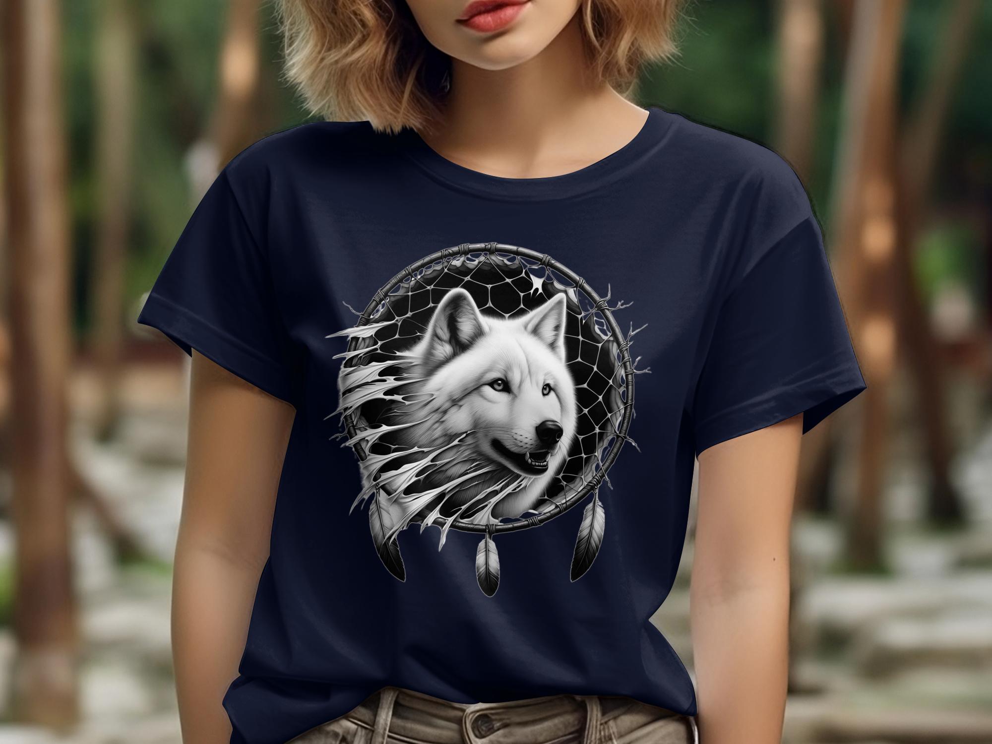 Dreamcatcher Wolf - Coloured Gildan T-Shirt Realistic Native American Talisman Unisex Mythology Tee Graphic Design