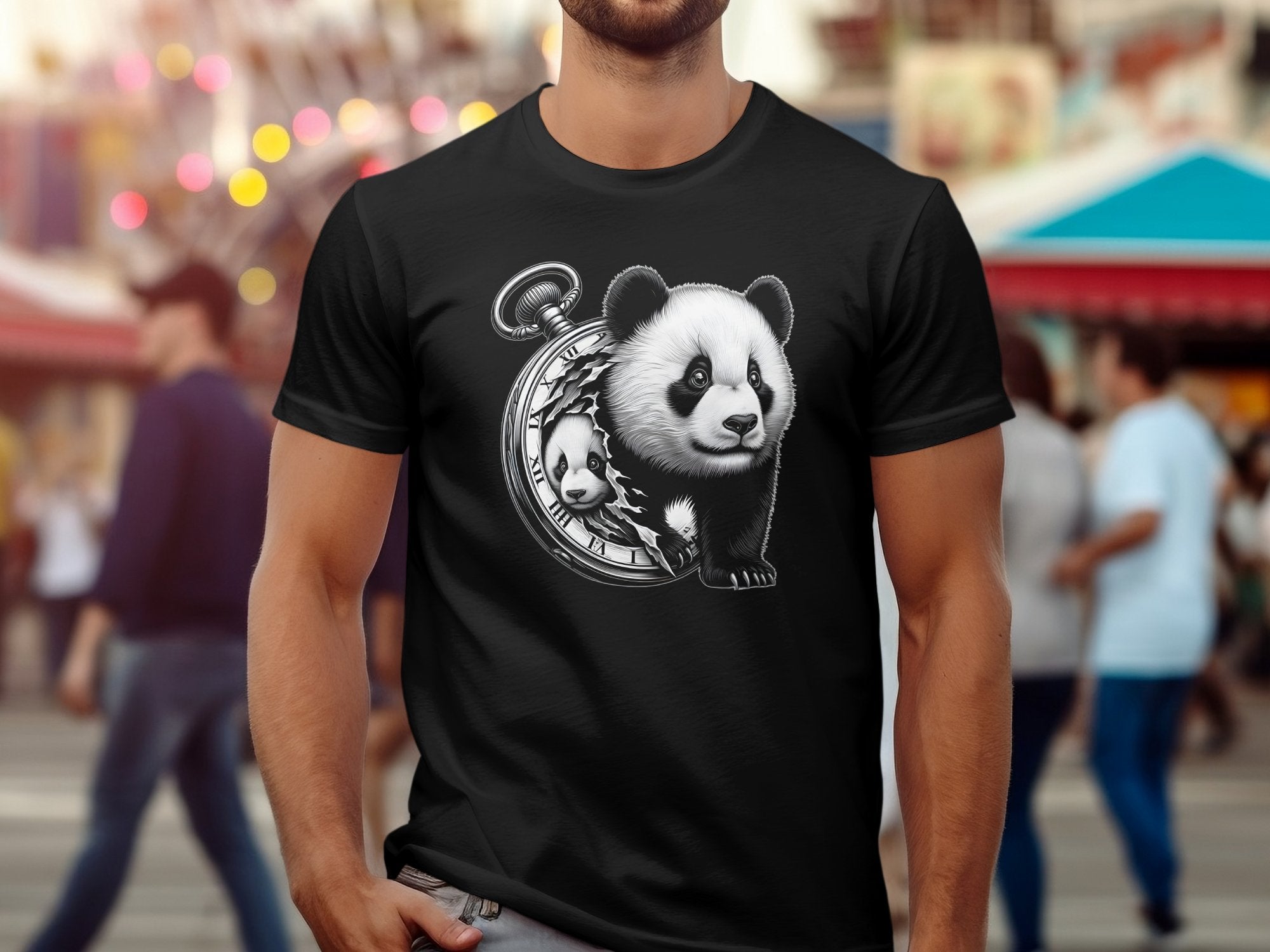 Panda - Coloured Gildan T-Shirt Realistic Animal Talisman Unisex Cute Tee Graphic Design