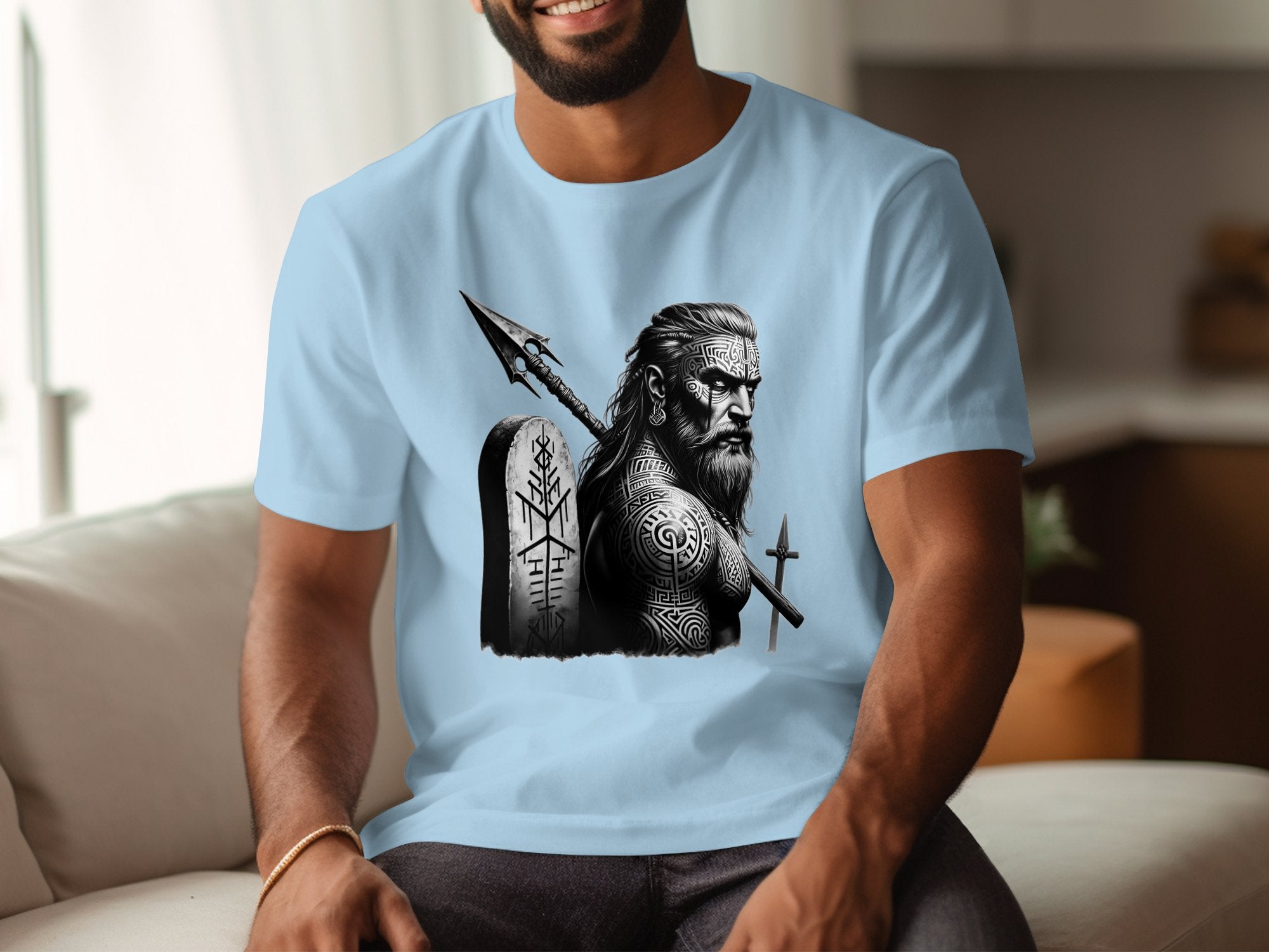 Viking Heroism - Coloured Gildan T Shirt Realistic Norse Talisman Men Women Unisex Valhalla Tee Graphic Design