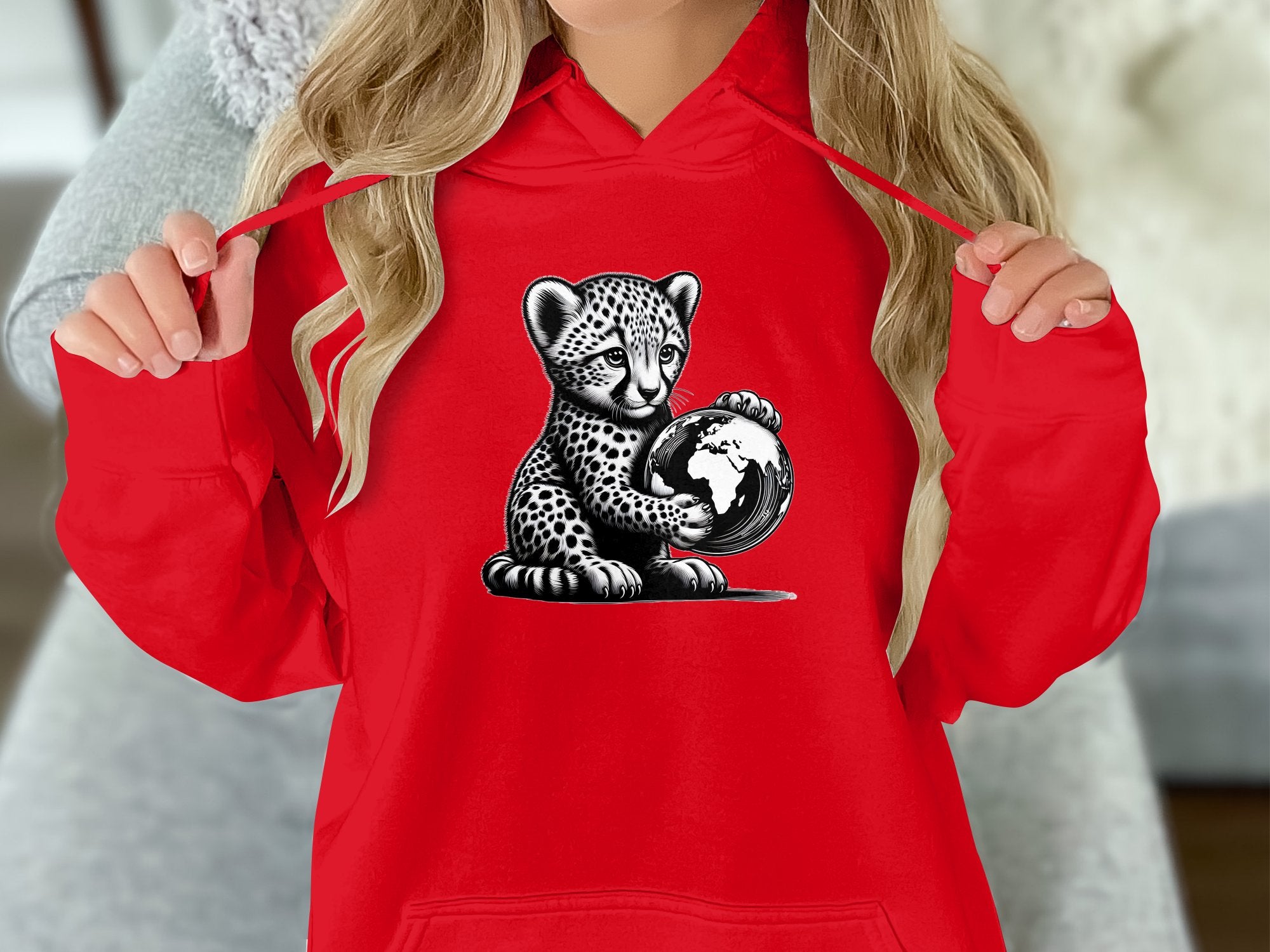 Cheetah World - Coloured Gildan Hoodie Realistic Animal Talisman Unisex Cute Tee Graphic Design