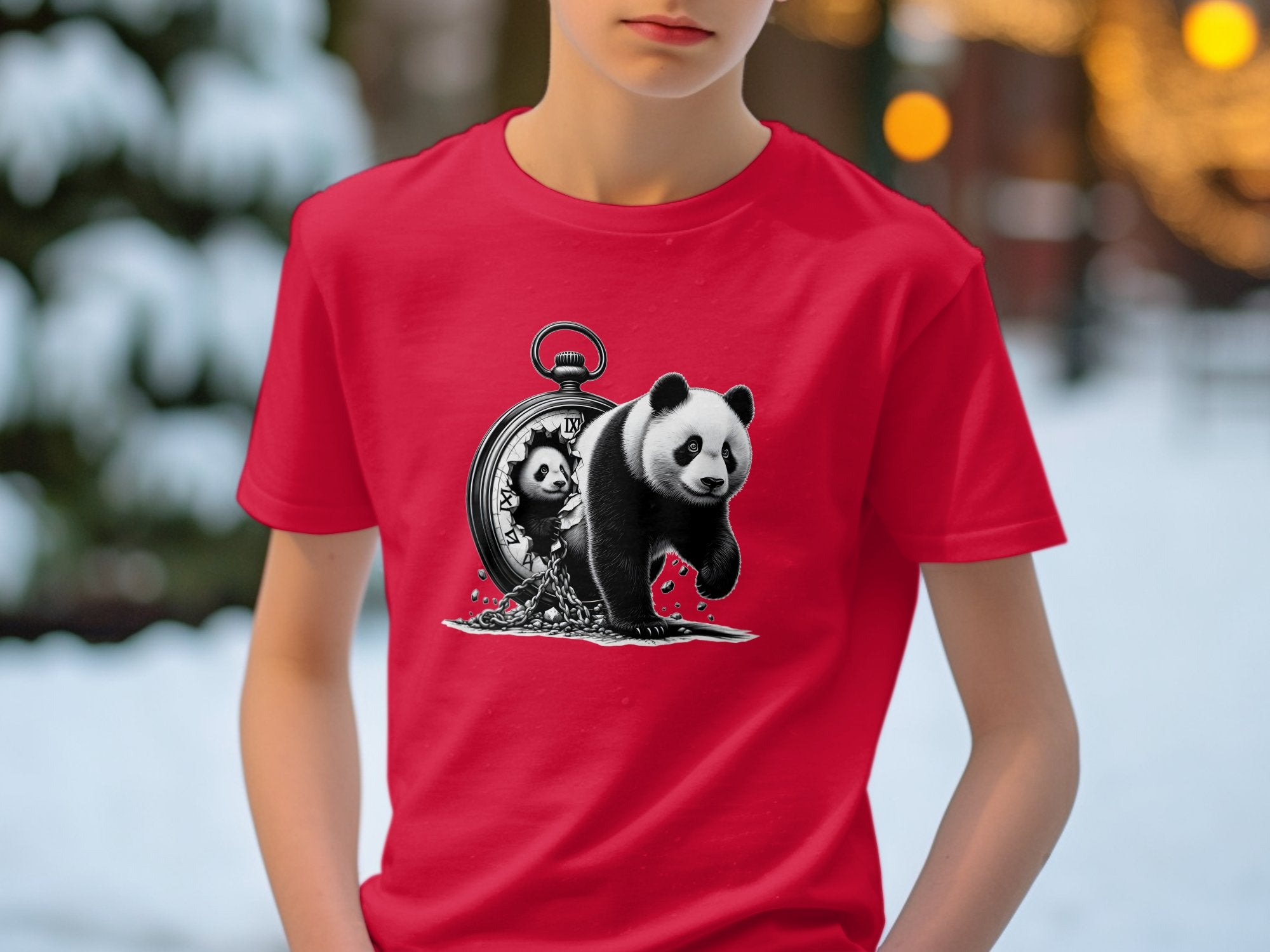 Panda - Coloured Kids T-Shirt Realistic Animal Talisman Unisex Cute Tee Graphic Design