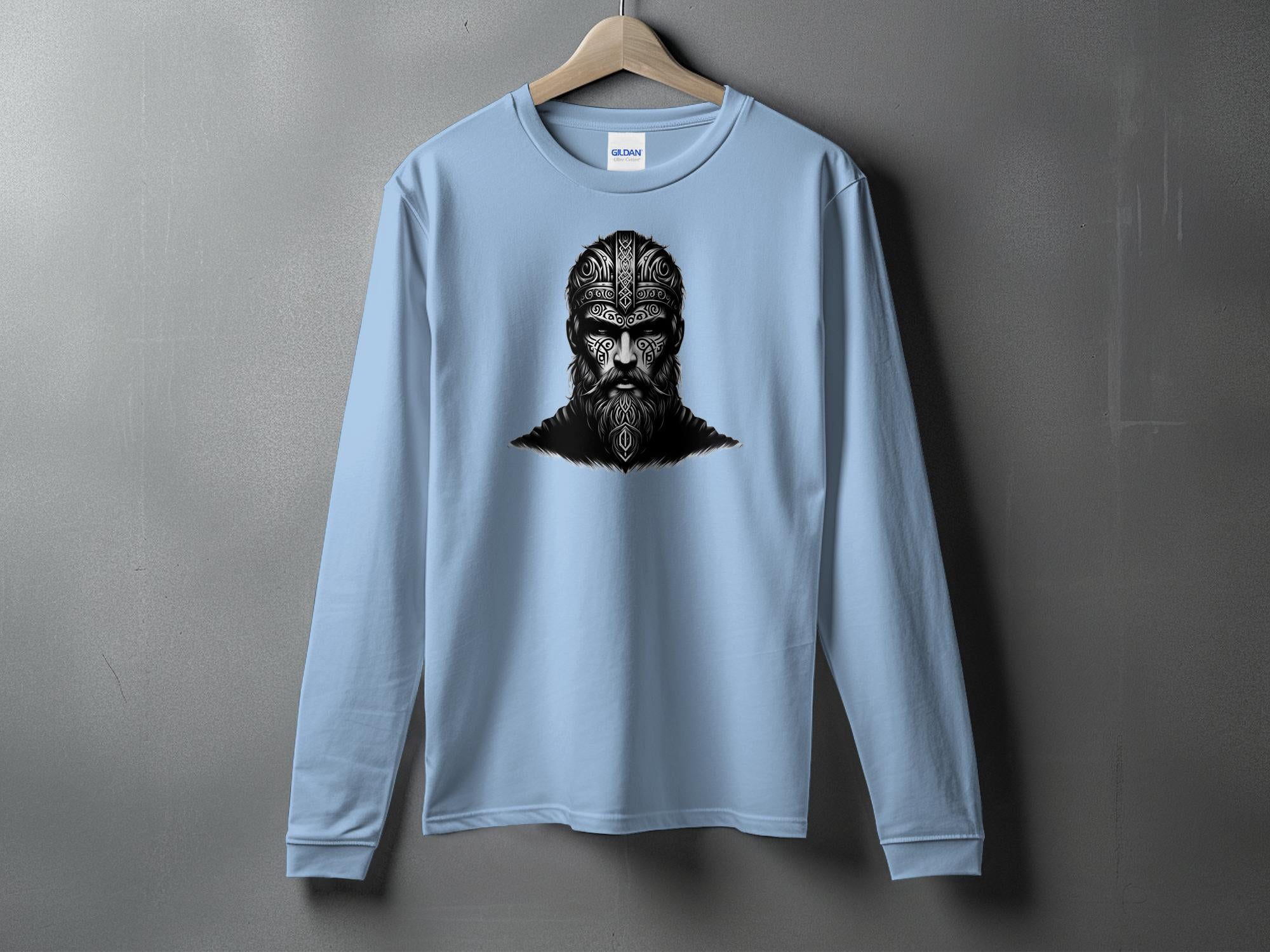 Viking Unyielding - Coloured Gildan Long Sleeve Realistic Norse Talisman Men Women Unisex Valhalla Tee Graphic Design