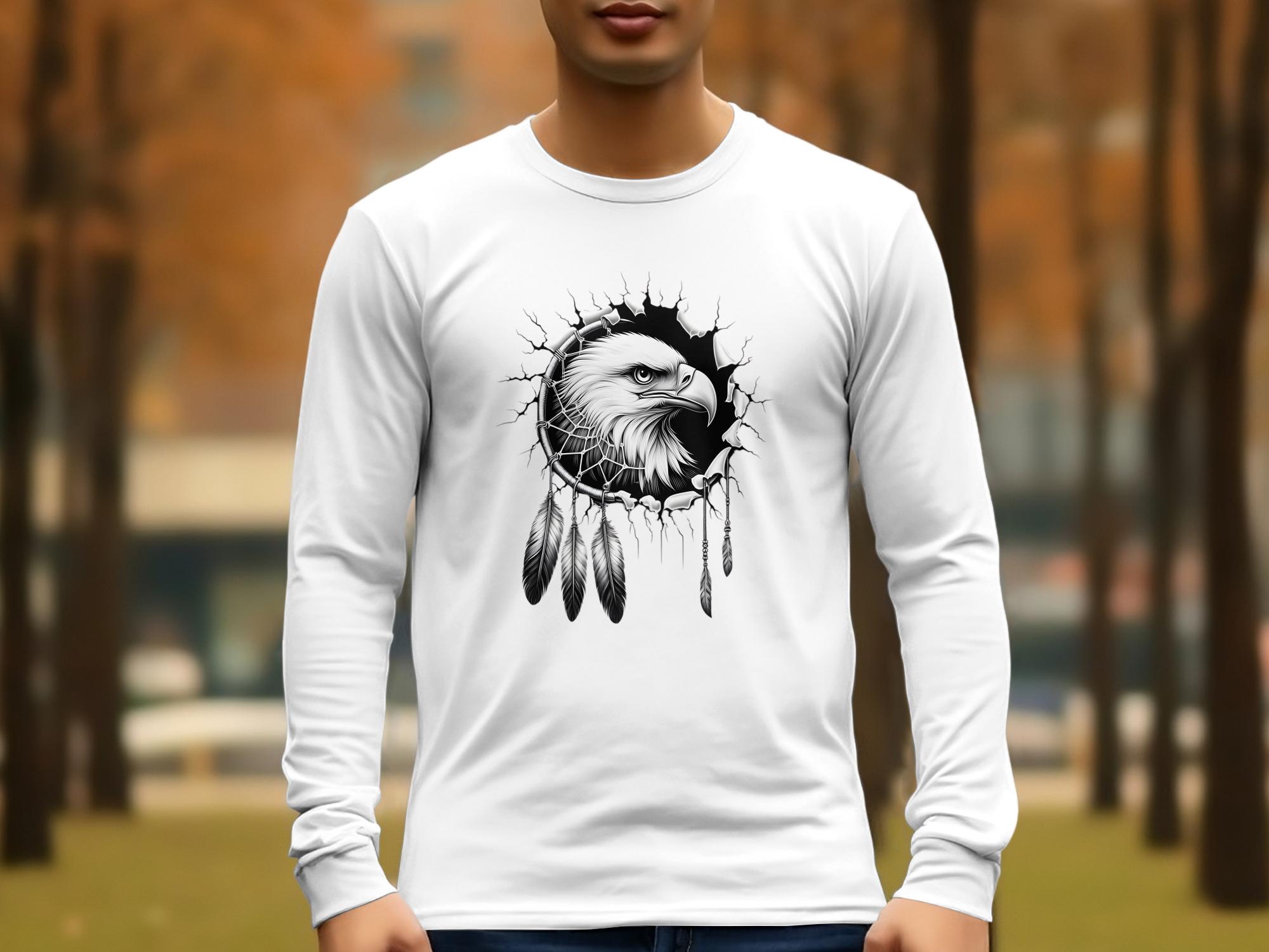 Dreamcatcher Eagle - Coloured Gildan Long Sleeve Realistic Native American Talisman Unisex Mythology Tee Graphic Design