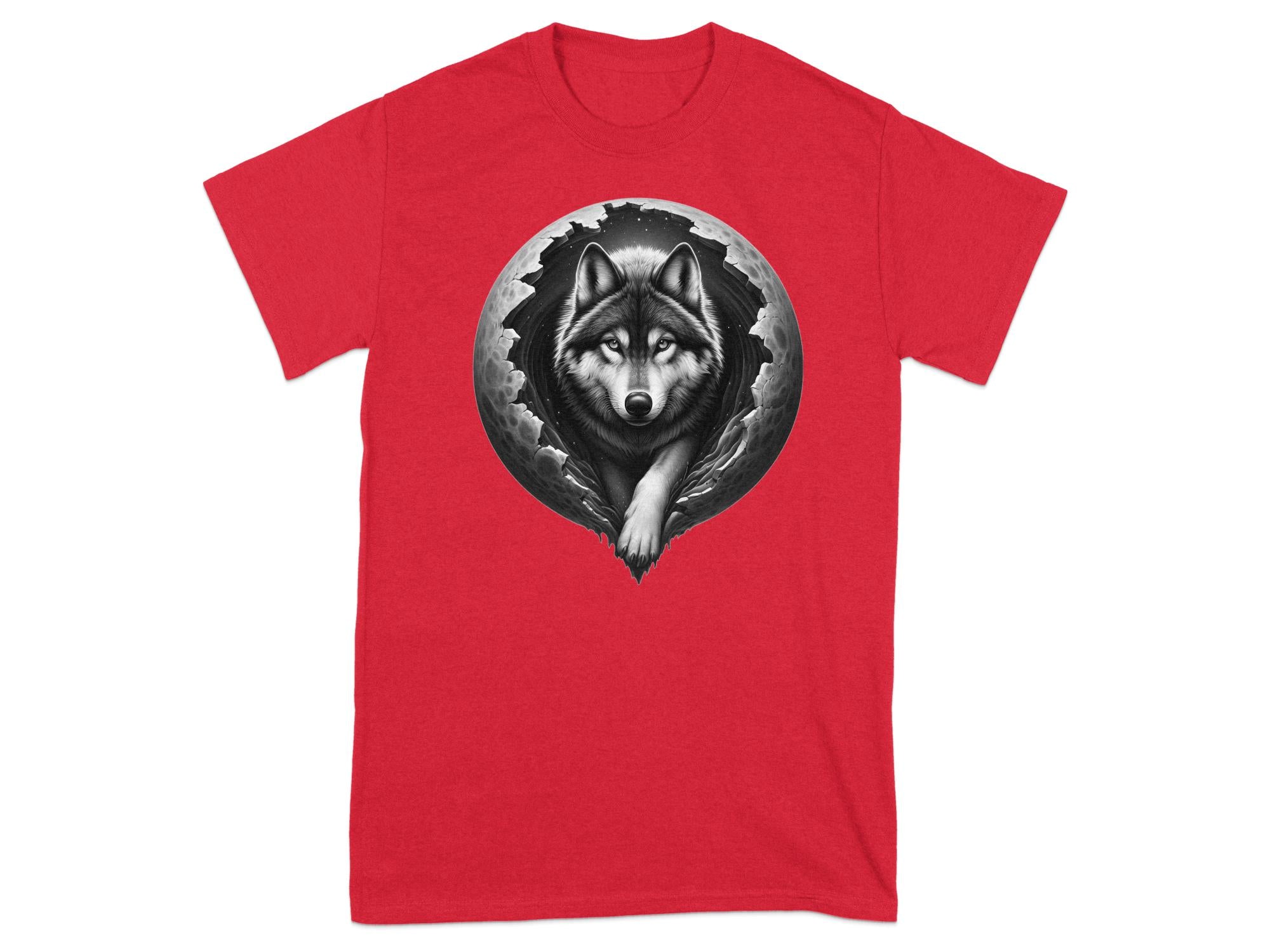 Moon Wolf - Coloured Gildan T-Shirt Realistic Animal Talisman Unisex Mythology Tee Graphic Design