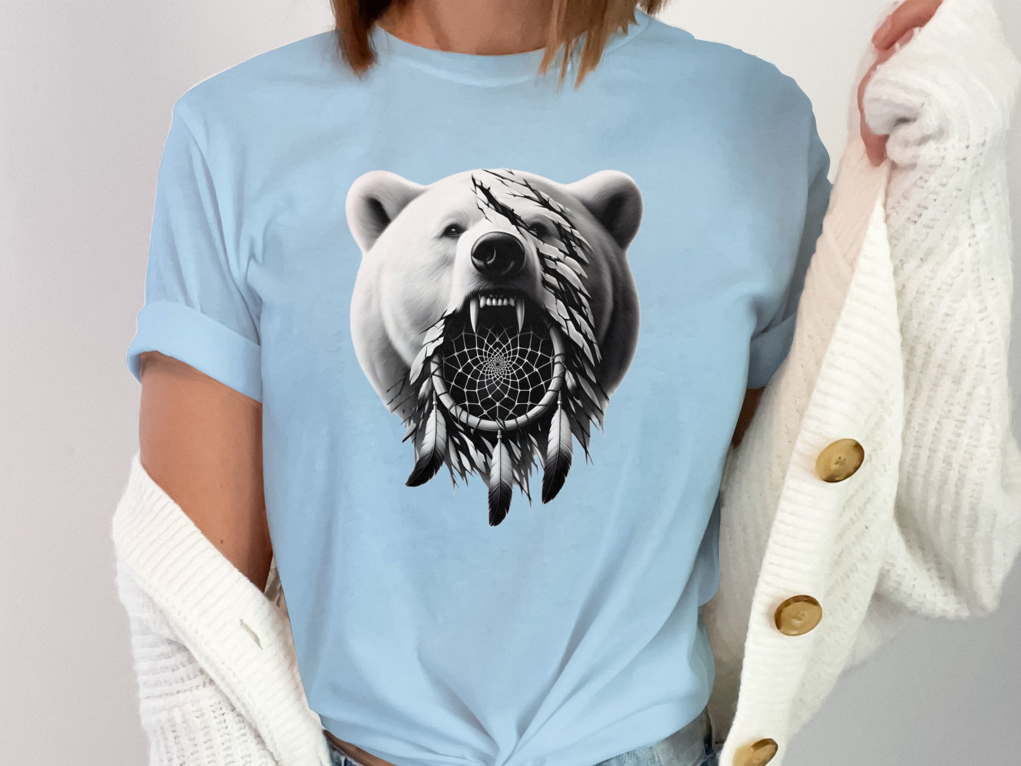 Dreamcatcher Bear - Coloured Gildan T-Shirt Realistic Native American Talisman Unisex Mythology Tee Graphic Design