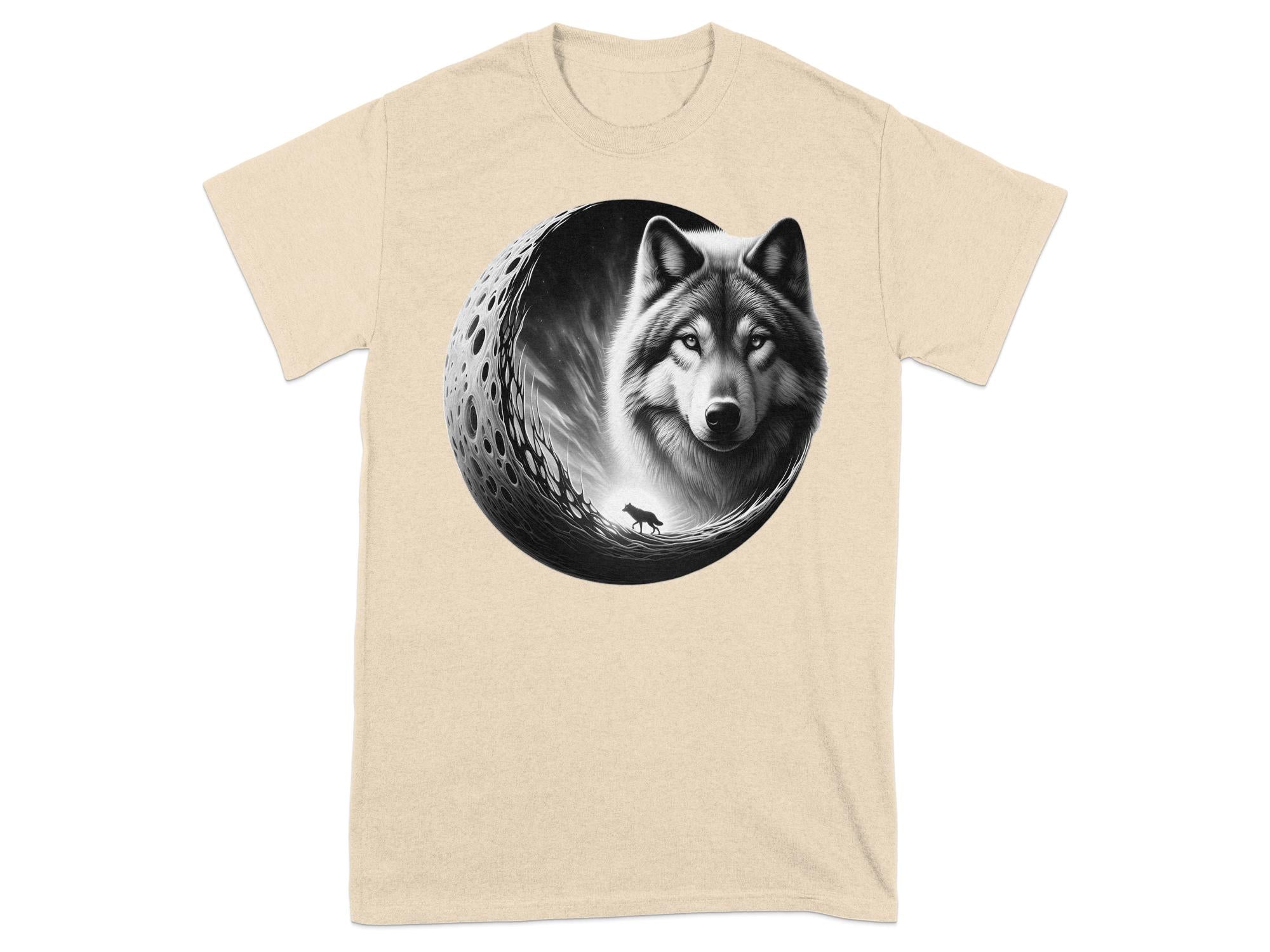 Moon Wolf - Coloured Gildan T-Shirt Realistic Animal Talisman Unisex Mythology Tee Graphic Design