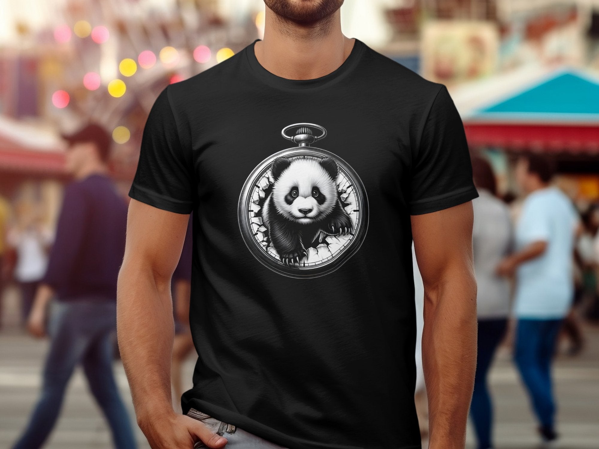 Panda - Coloured Gildan T-Shirt Realistic Animal Talisman Unisex Cute Tee Graphic Design