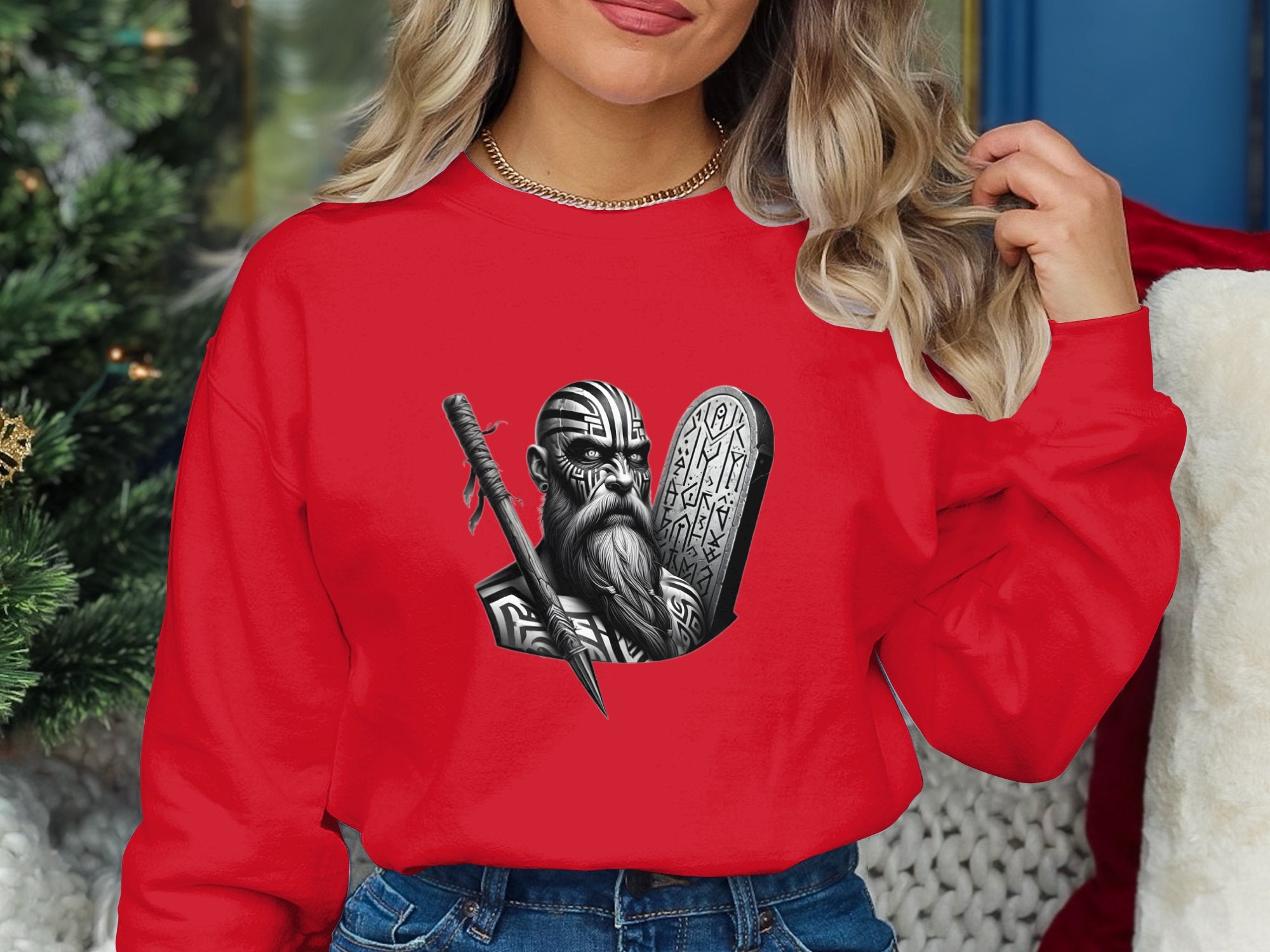 Viking Determination - Coloured Gildan Sweatshirt Realistic Norse Talisman Men Women Unisex Valhalla Tee Graphic Design