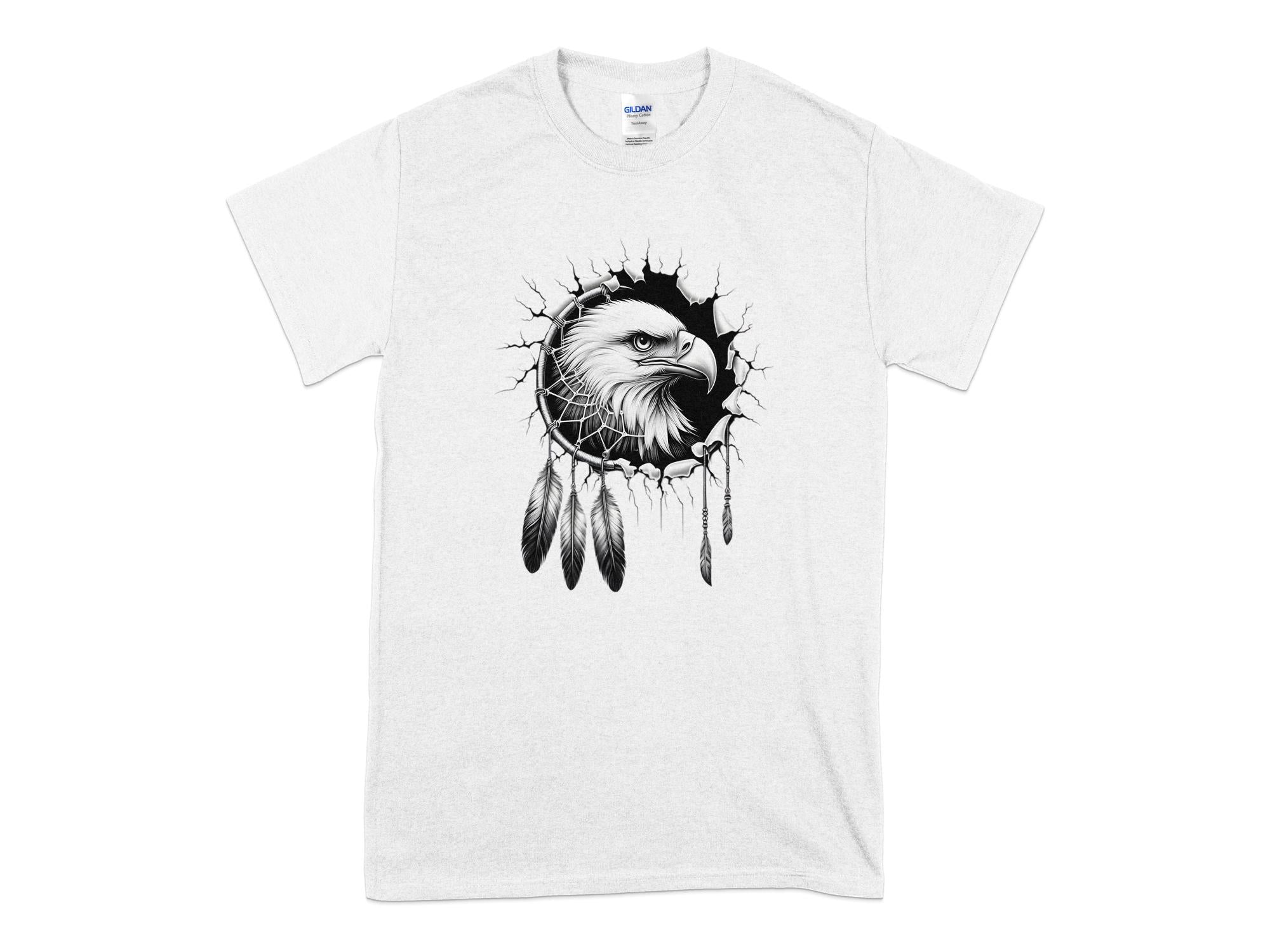 Dreamcatcher Eagle - Coloured Gildan T-Shirt Realistic Native American Talisman Unisex Mythology Tee Graphic Design