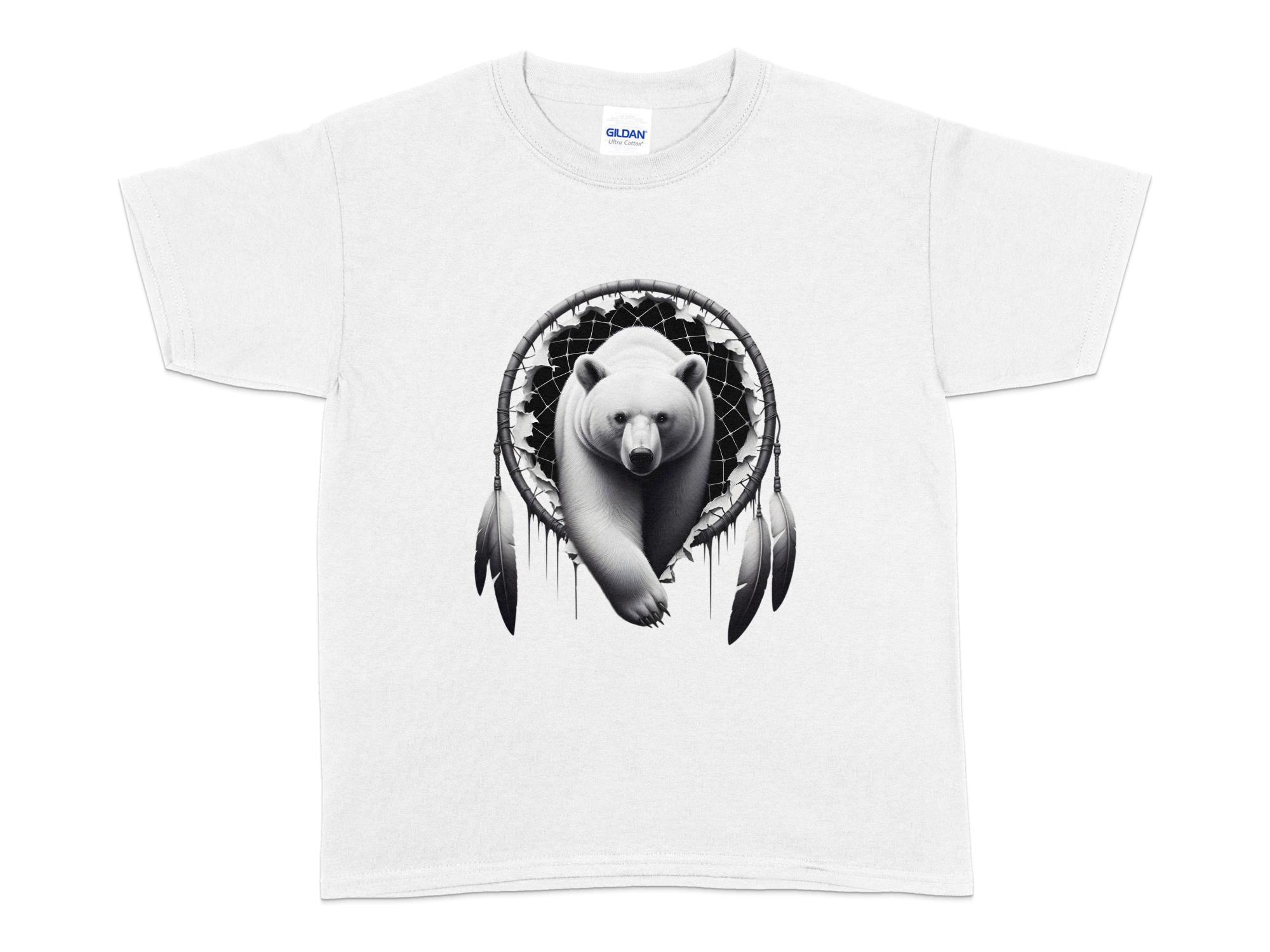 Dreamcatcher Bear - Coloured Gildan Kids T Shirt Realistic Native American Talisman Unisex Mythology Tee Graphic Design