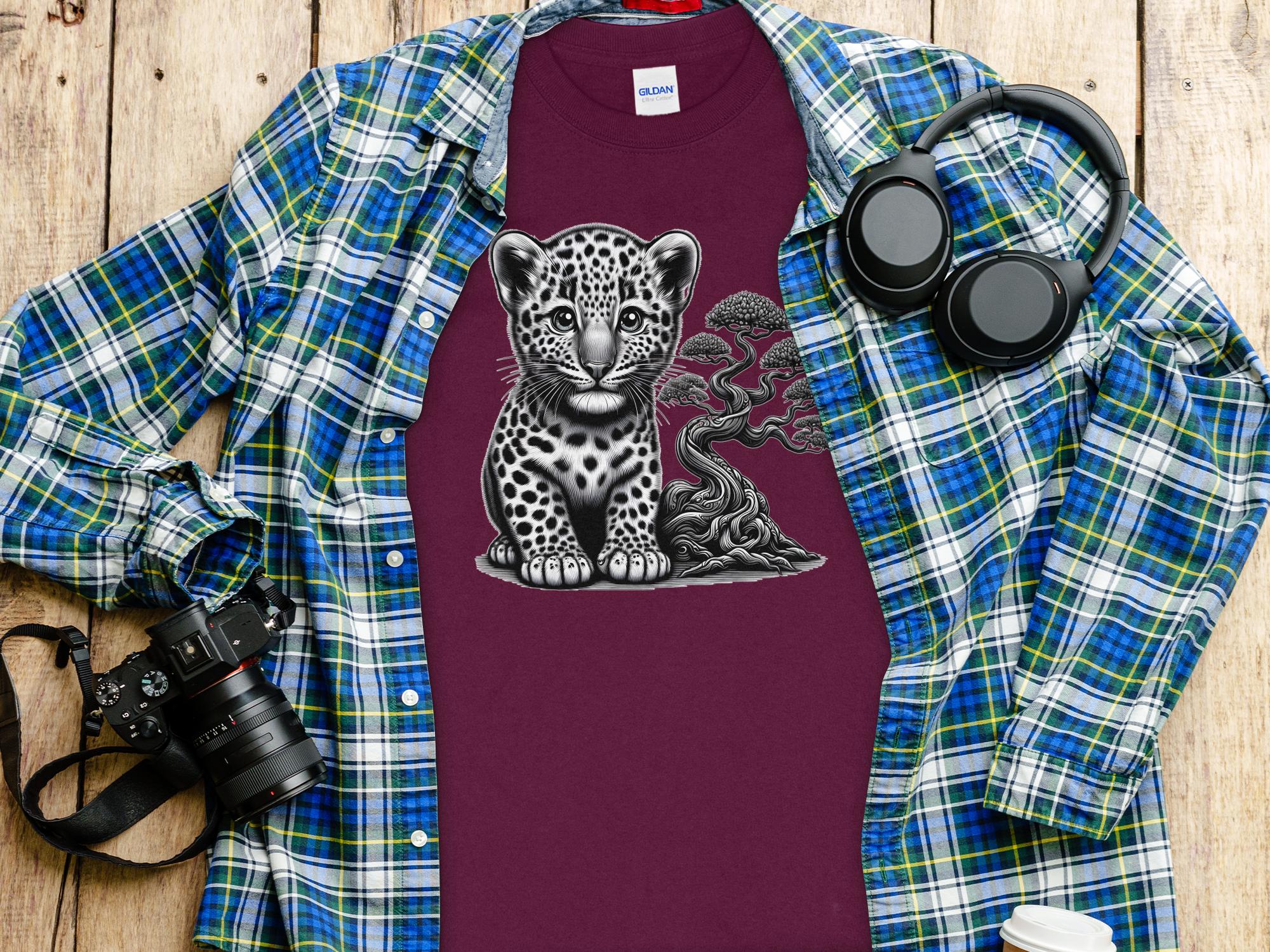 Leopard Bonsai - Coloured Gildan Long Sleeve Realistic Animal Talisman Unisex Cute Tee Graphic Design