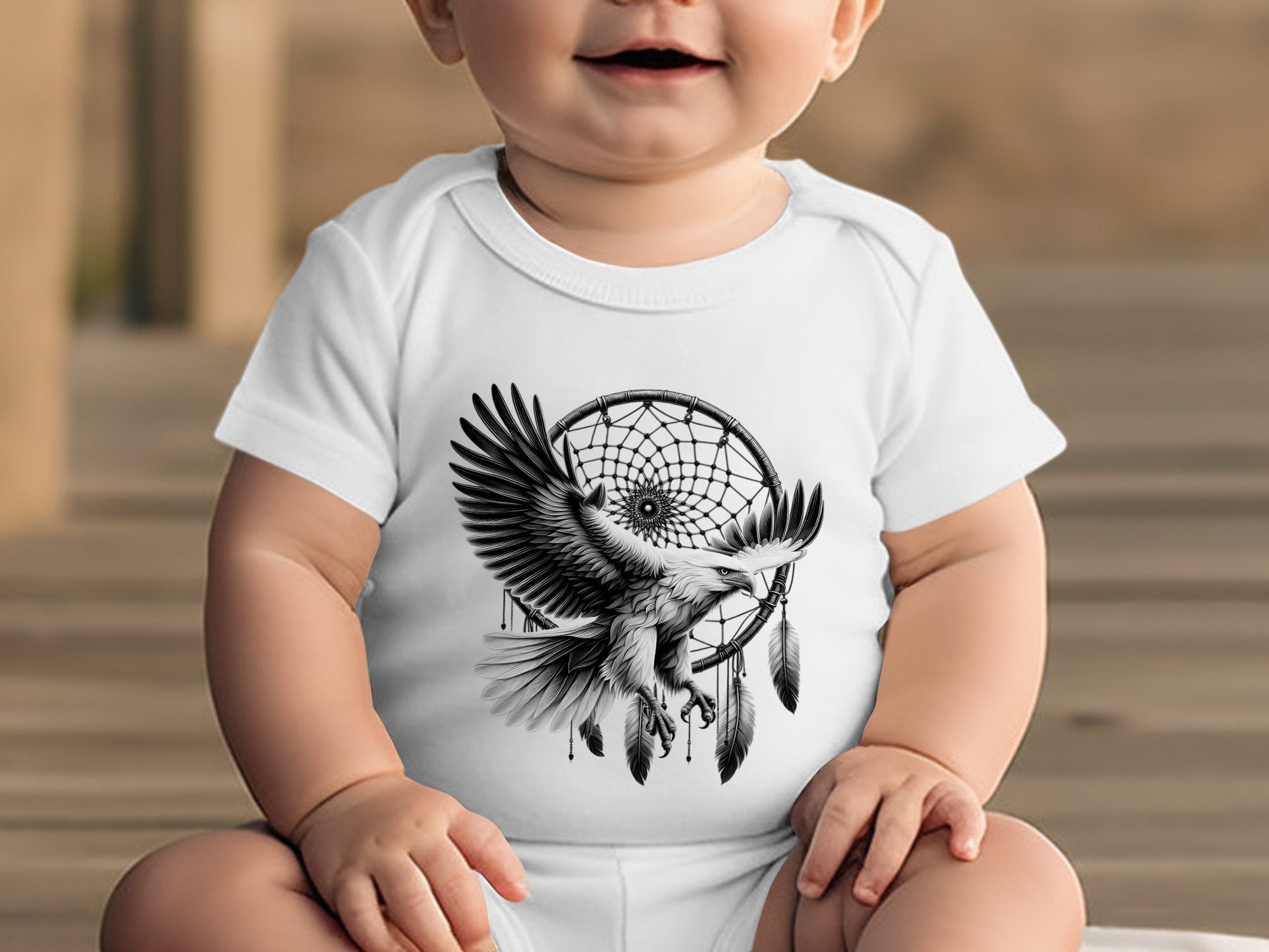 Dreamcatcher Eagle - Coloured Toddler Bodysuit Realistic Native American Talisman Unisex Mythology Tee Graphic Design