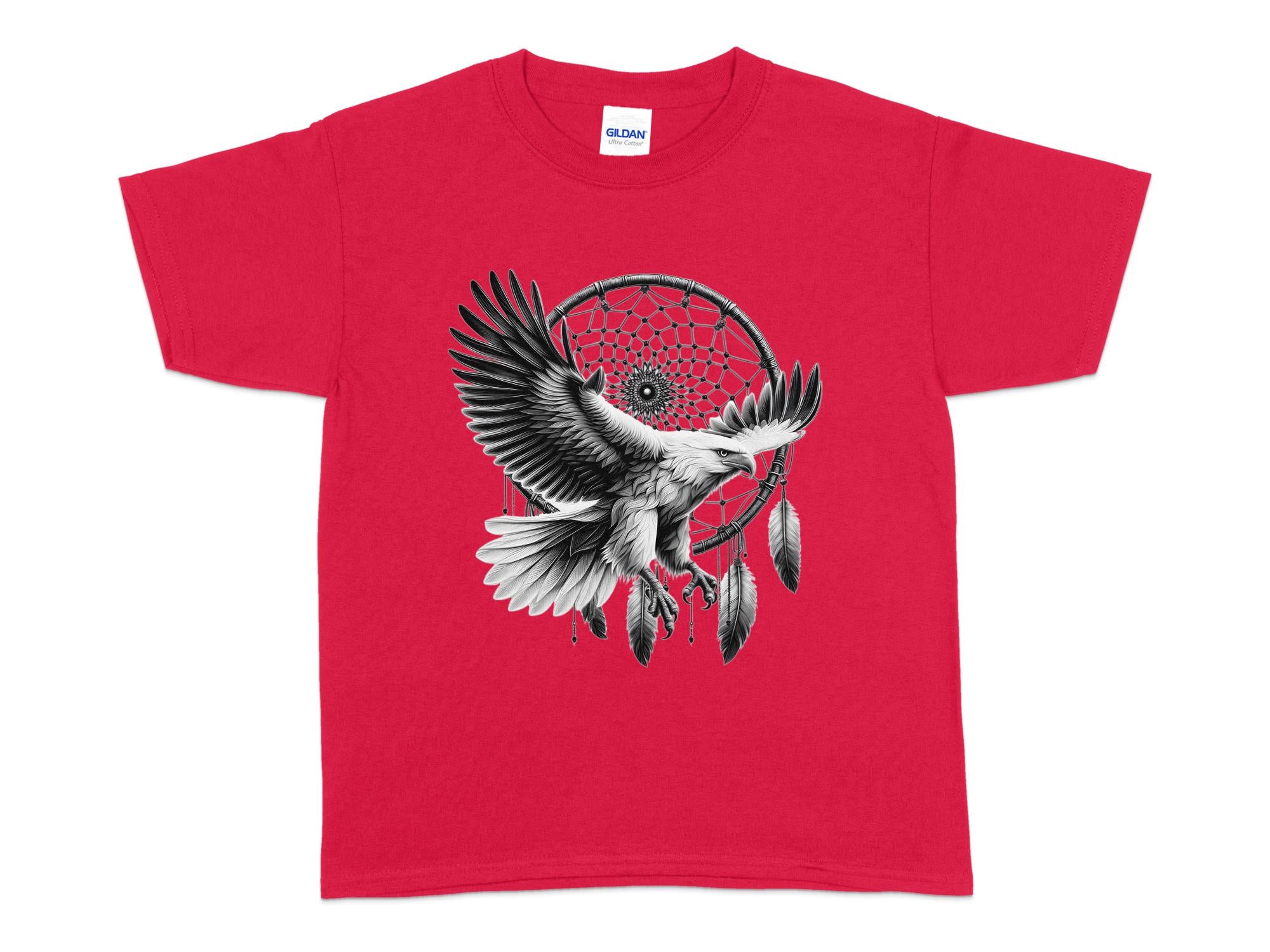 Dreamcatcher Eagle - Coloured Gildan Kids T-Shirt Realistic Native American Talisman Unisex Mythology Tee Graphic Design