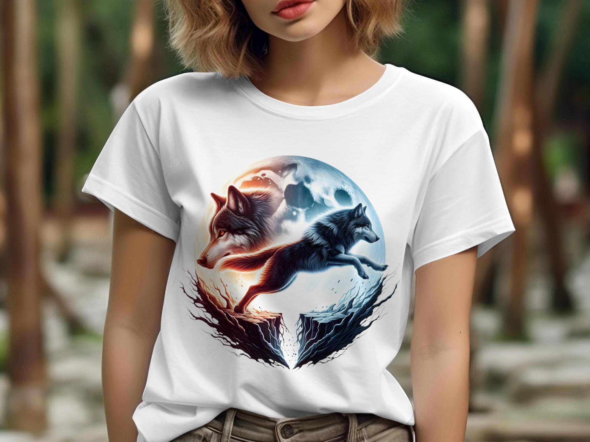 Moon Wolf - T-Shirt Realistic Full Colour Animal Talisman Unisex Mythology Tee Gildan Graphic Design