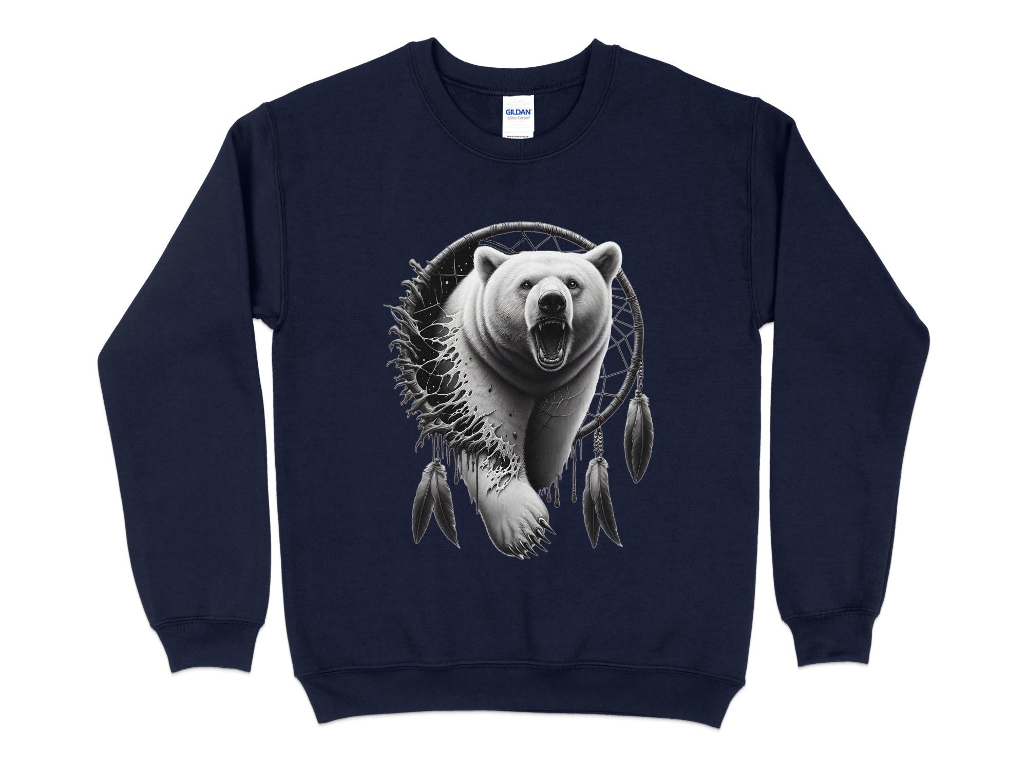 Dreamcatcher Bear - Coloured Gildan Sweatshirt Realistic Native American Talisman Unisex Mythology Tee Graphic Design