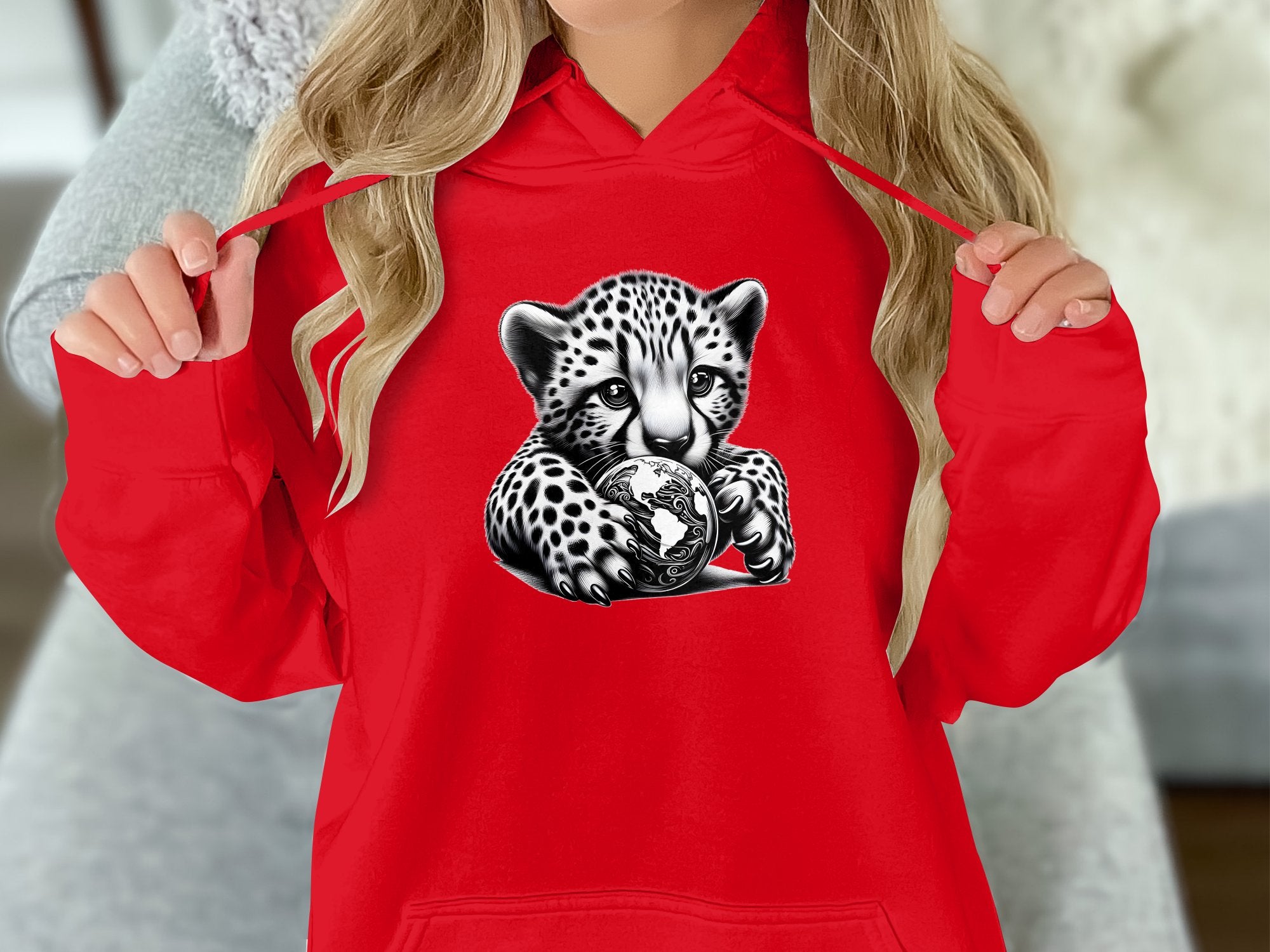 Cheetah World - Coloured Gildan Hoodie Realistic Animal Talisman Unisex Cute Tee Graphic Design