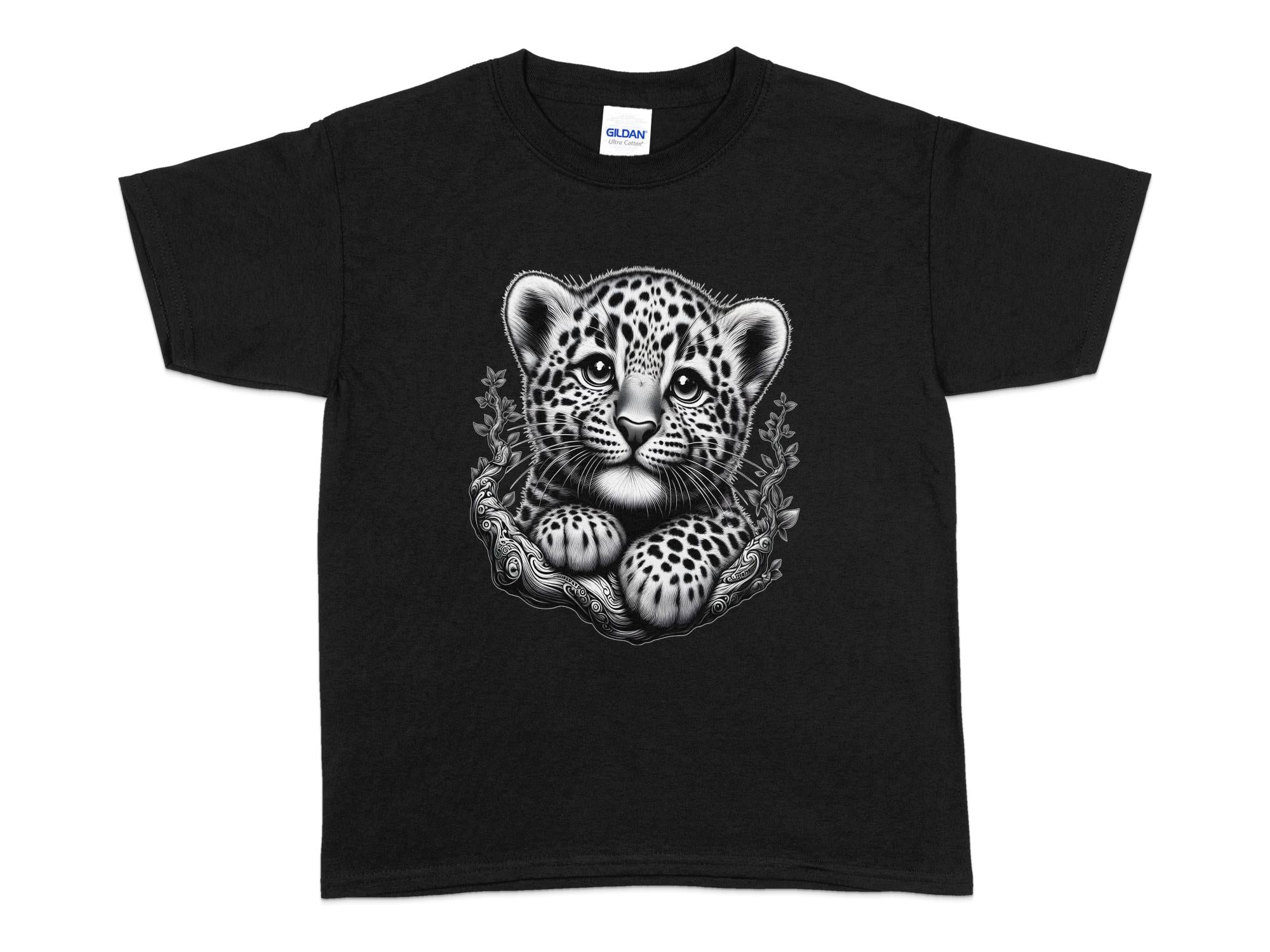 Leopard Bonsai - Coloured Gildan Kids T-Shirt Realistic Animal Talisman Unisex Cute Tee Graphic Design