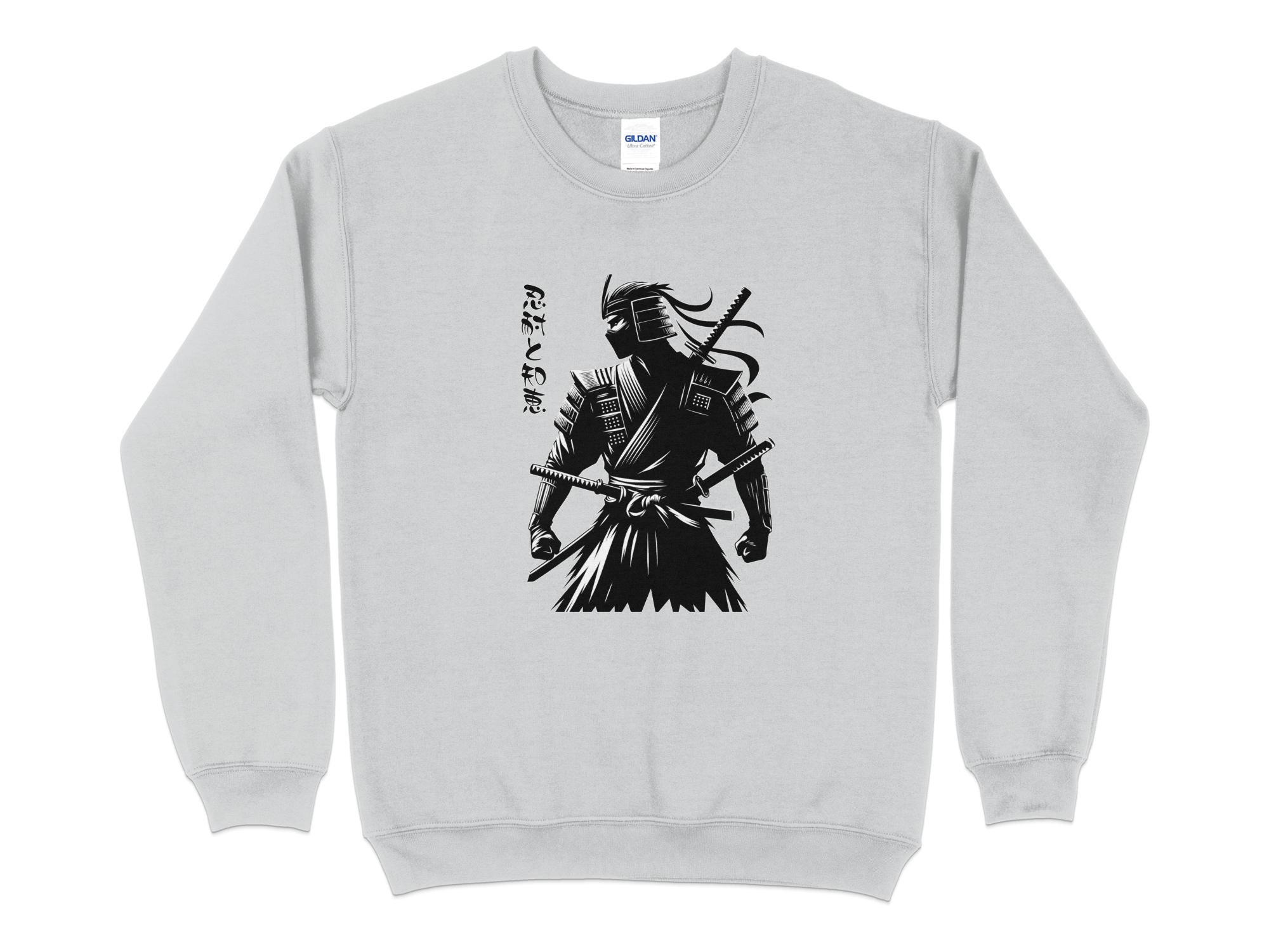 Samurai Ninja - Coloured Gildan Sweatshirt Japanese Talisman Unisex Cultural Symbolic Graphic Design