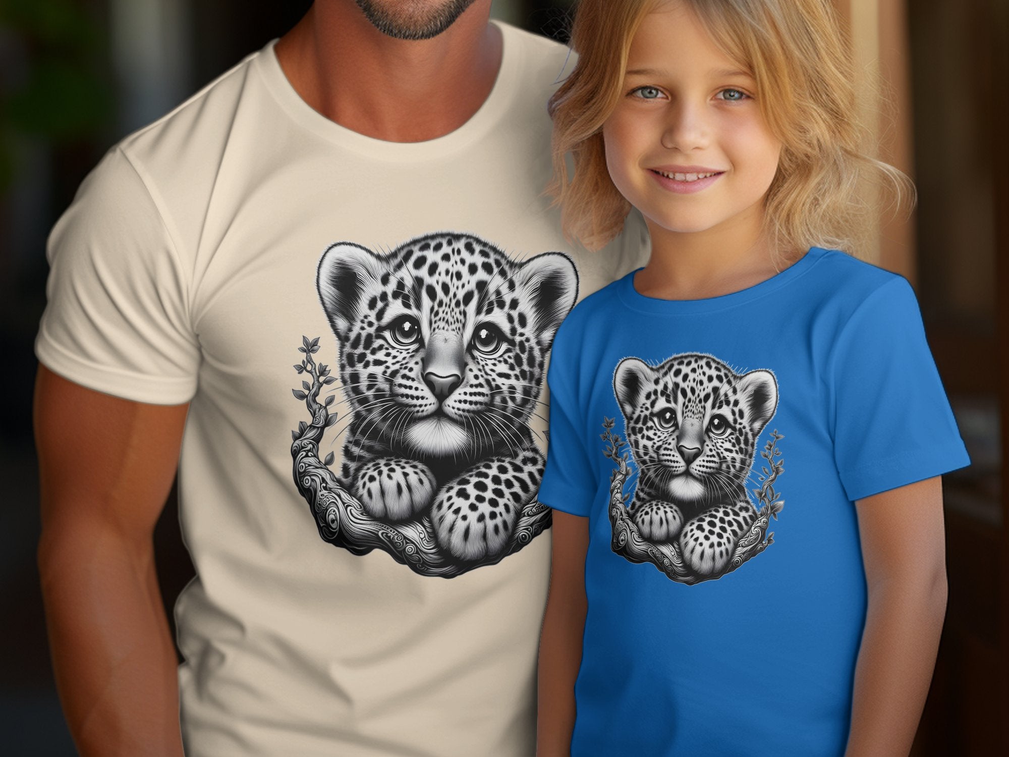 Leopard Bonsai - Coloured Gildan Kids T-Shirt Realistic Animal Talisman Unisex Cute Tee Graphic Design