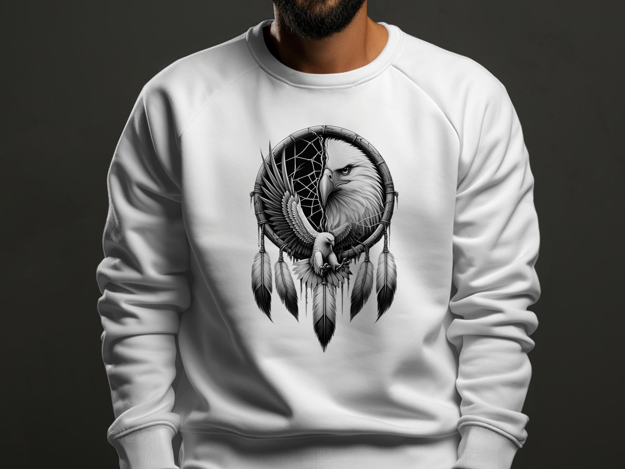 Dreamcatcher Eagle - Coloured Gildan Sweatshirt Realistic Native American Talisman Unisex Mythology Tee Graphic Design