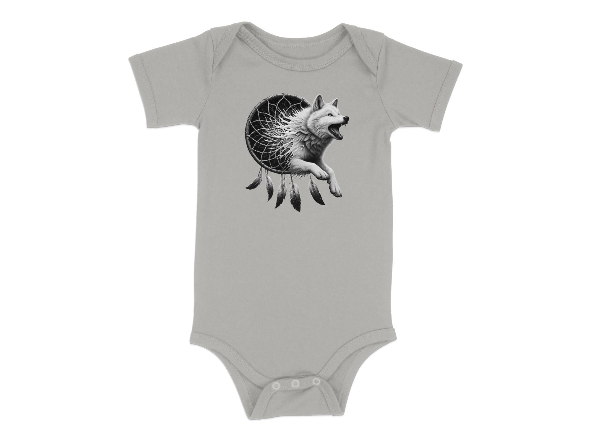 Dreamcatcher Wolf - Coloured Toddler Bodysuit Realistic Native American Talisman Unisex Mythology Tee Graphic Design