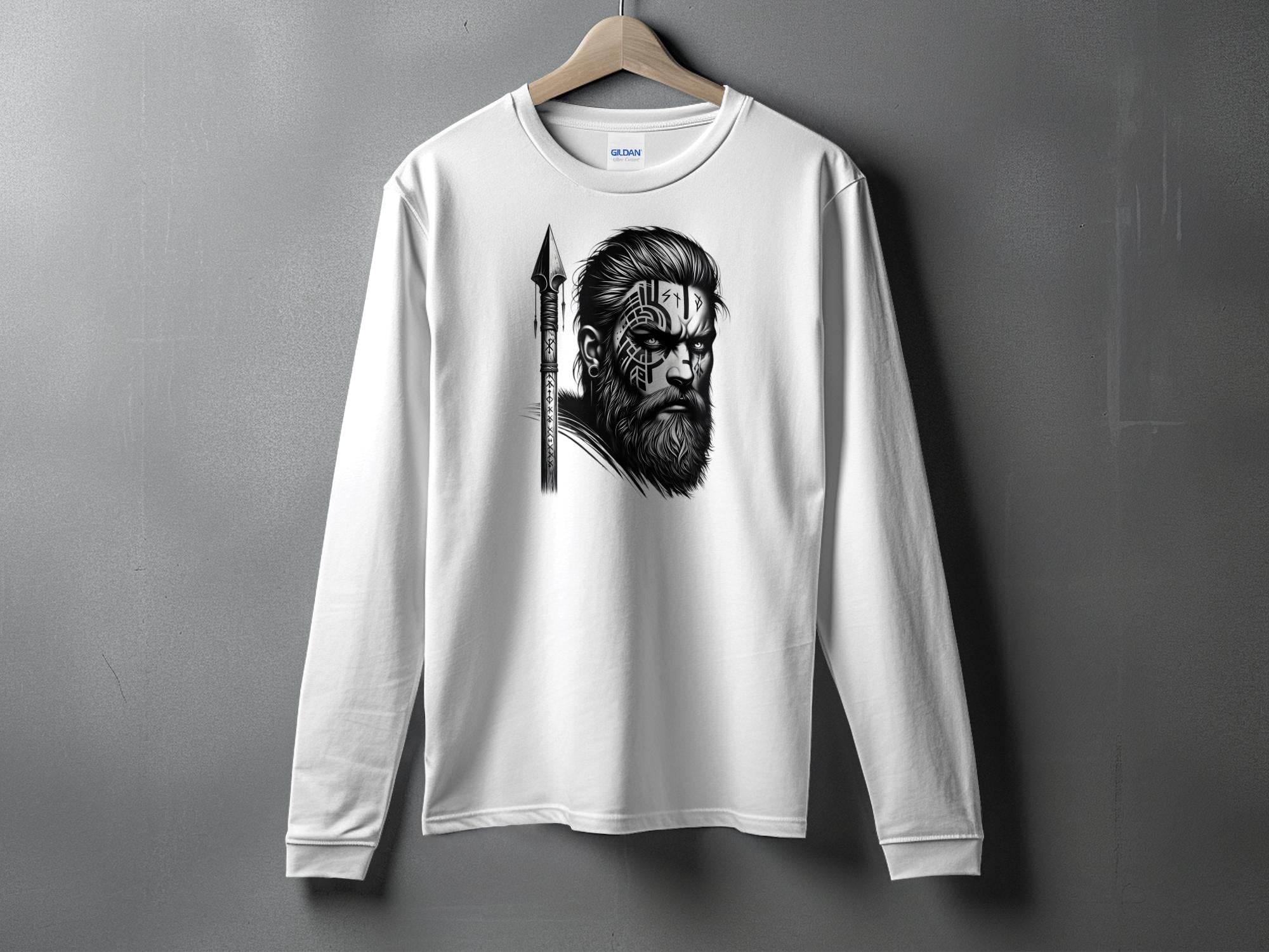 Viking Protector - Coloured Gildan Long Sleeve Realistic Norse Talisman Men Women Unisex Valhalla Tee Graphic Design