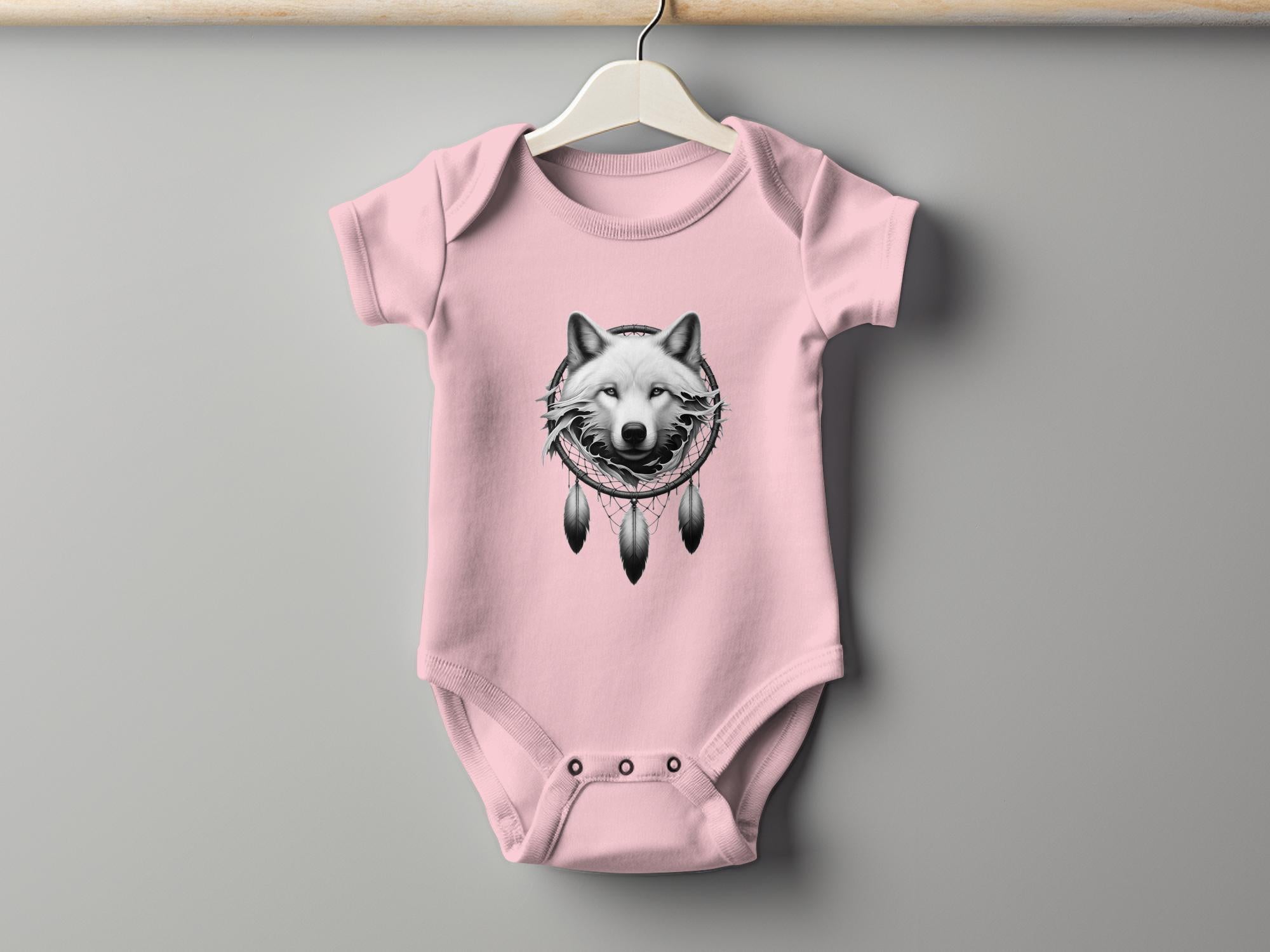 Dreamcatcher Wolf - Coloured Toddler Bodysuit Realistic Native American Talisman Unisex Mythology Tee Graphic Design