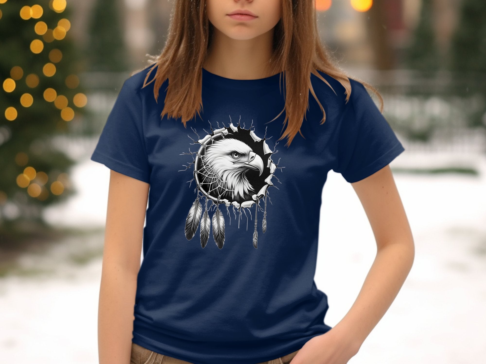 Dreamcatcher Eagle - Coloured Gildan Kids T-Shirt Realistic Native American Talisman Unisex Mythology Tee Graphic Design