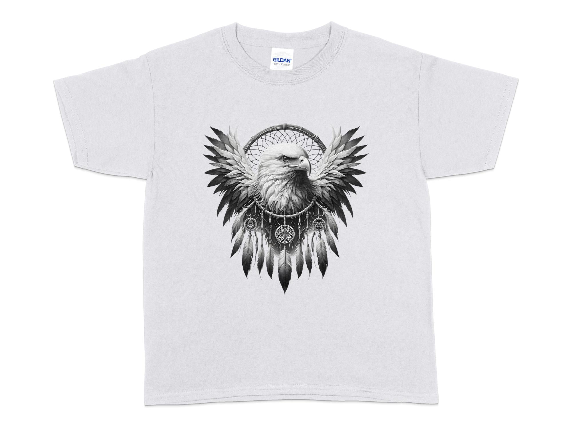 Dreamcatcher Eagle - Coloured Gildan Kids T-Shirt Realistic Native American Talisman Unisex Mythology Tee Graphic Design