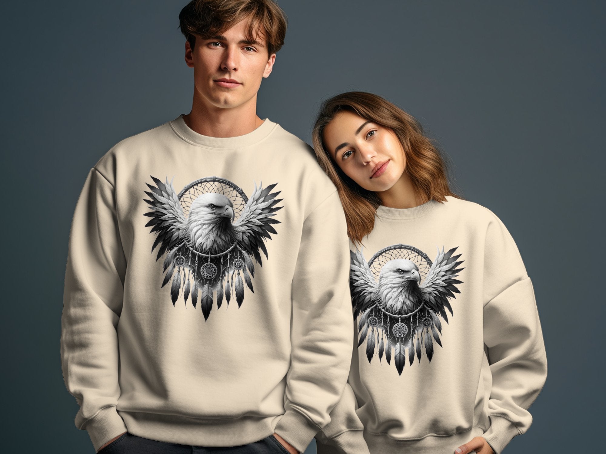 Dreamcatcher Eagle - Coloured Gildan Sweatshirt Realistic Native American Talisman Unisex Mythology Tee Graphic Design